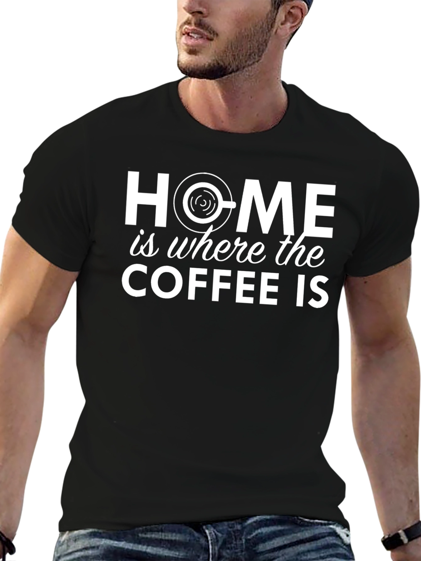 Home is Where the Coffee Is Black Graphic Tee