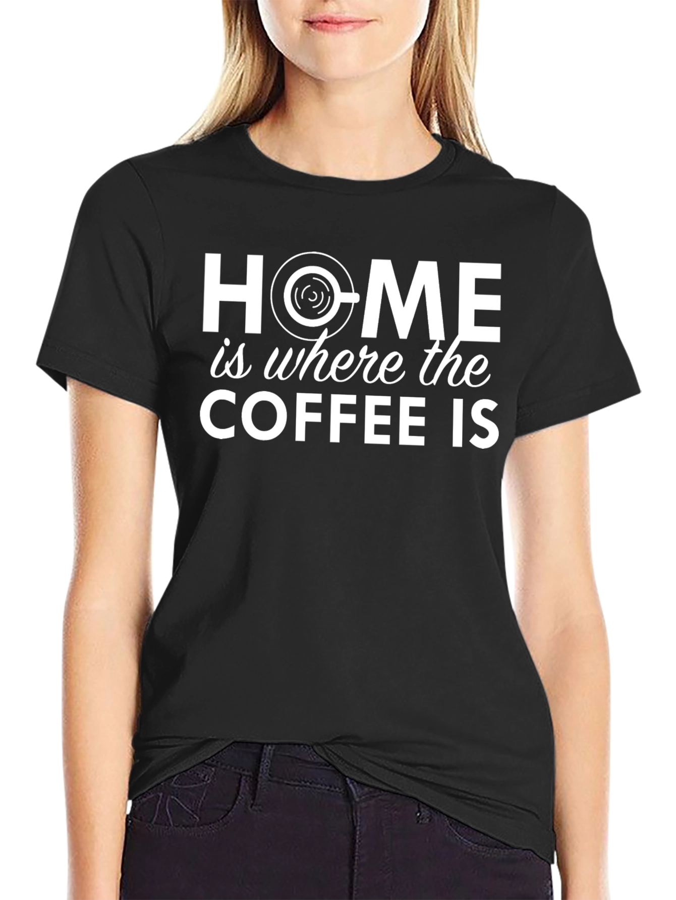 Home is Where the Coffee Is Black Graphic Tee