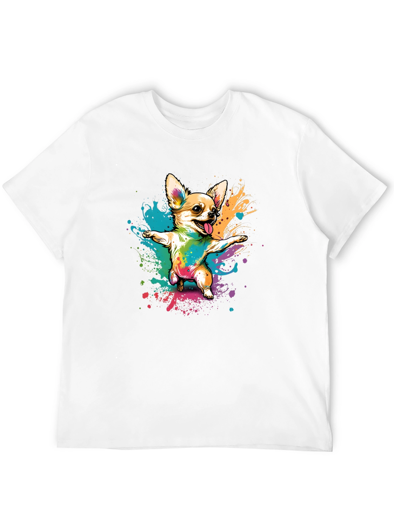 Chihuahua Dab Rainbow Art Black T-Shirt
