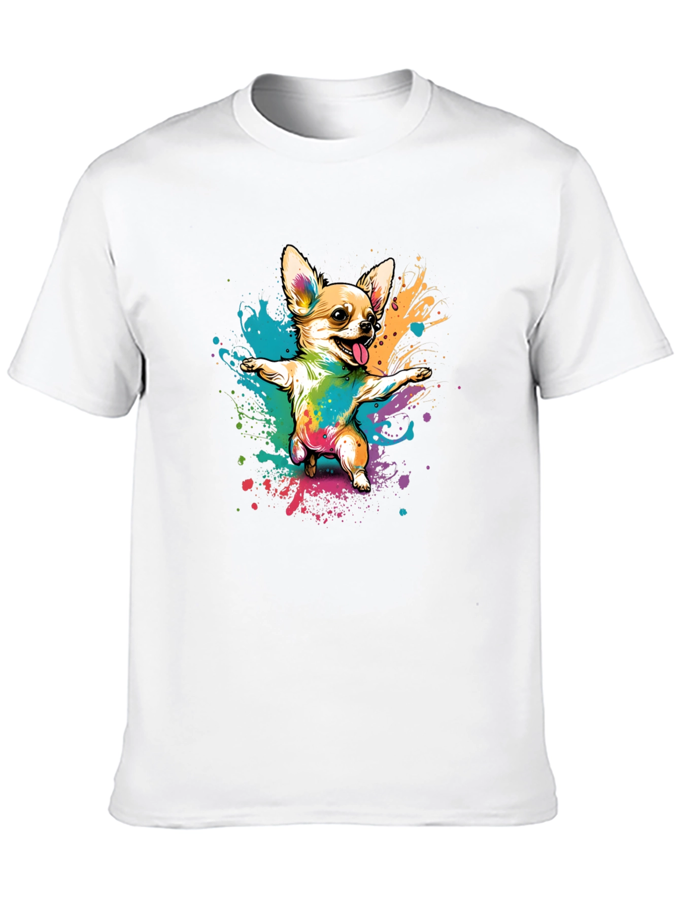 Chihuahua Dab Rainbow Art Black T-Shirt