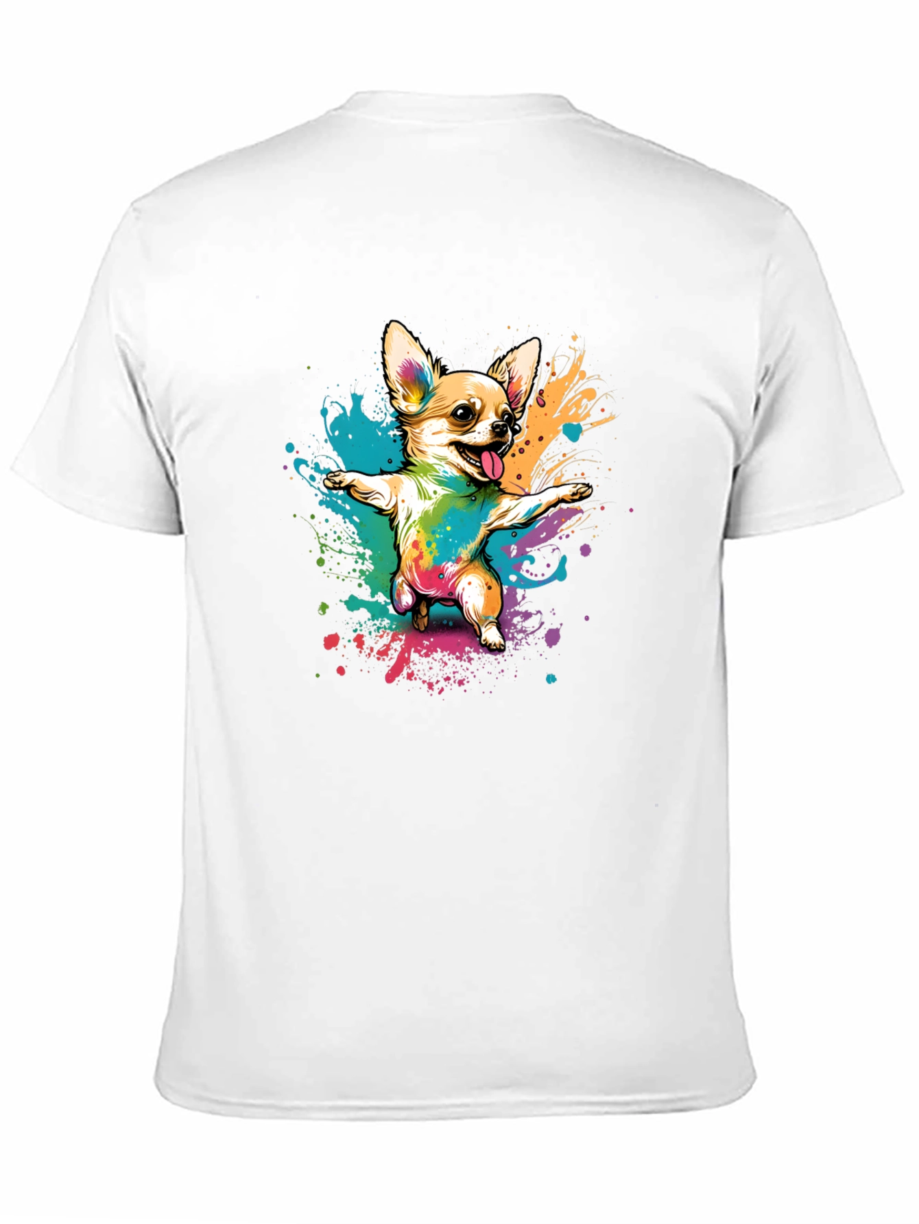 Chihuahua Dab Rainbow Art Black T-Shirt