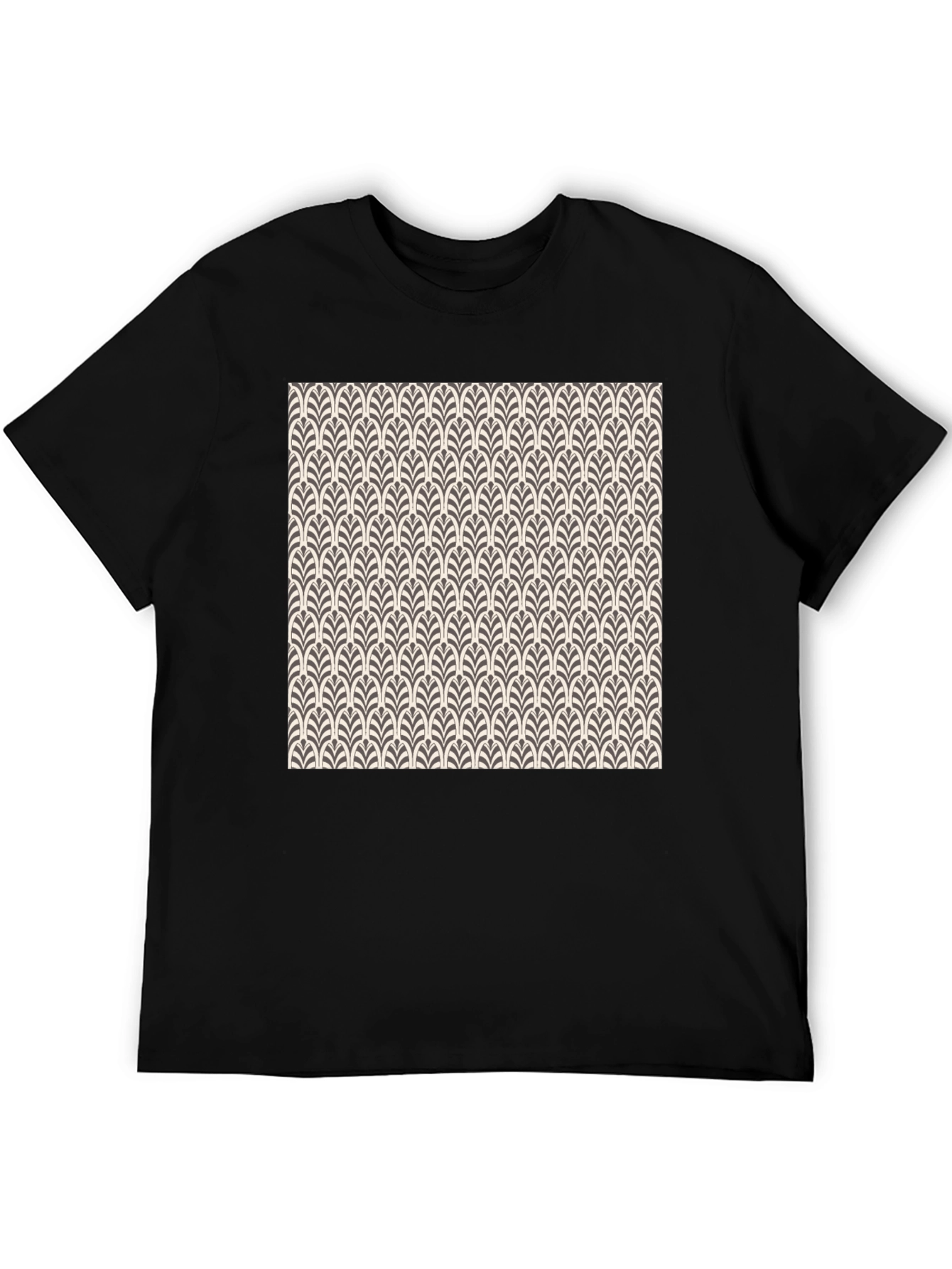 Art Deco Pattern Black Cotton T-Shirt