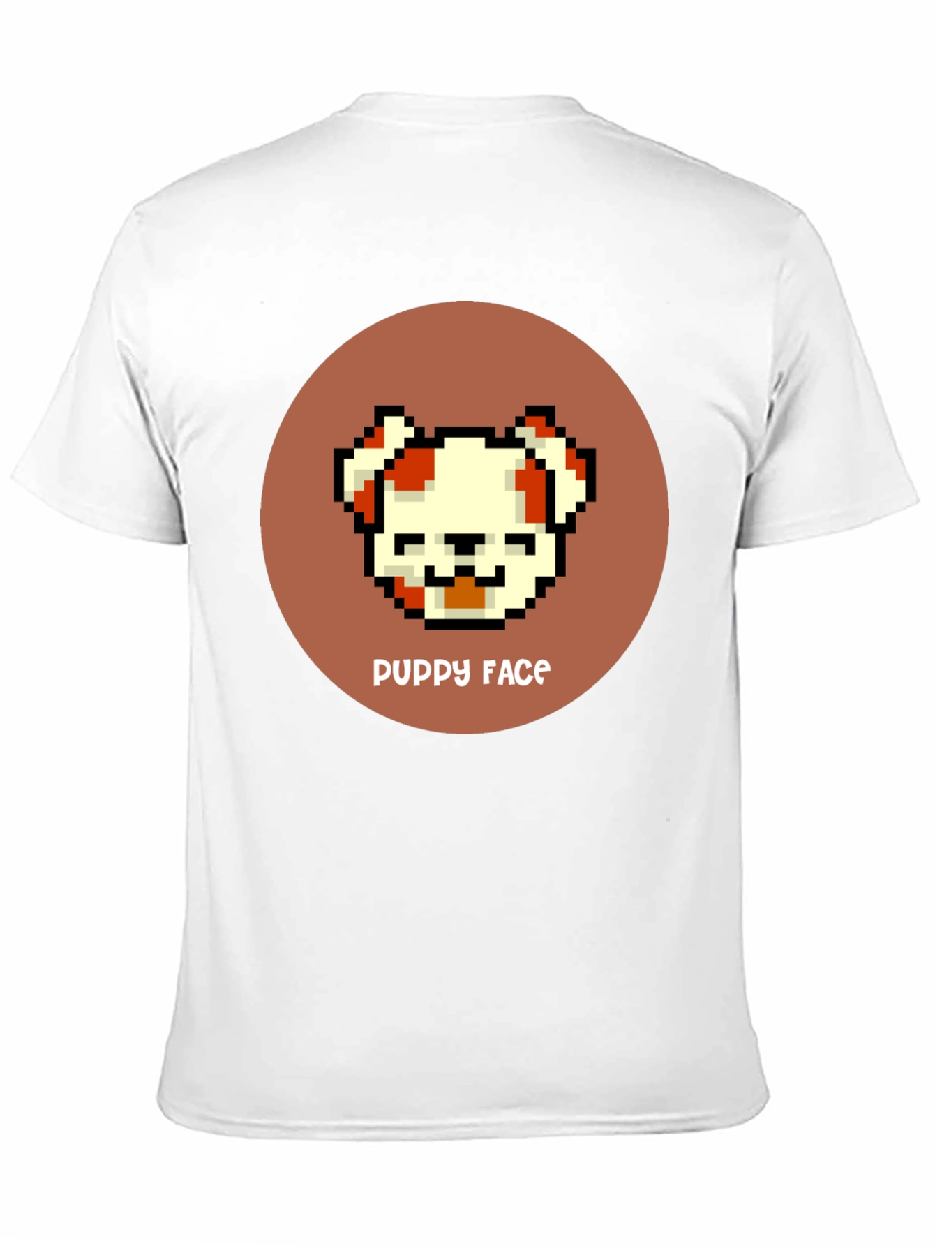 Pixel Puppy Face Graphic Tee - Casual Black T-Shirt