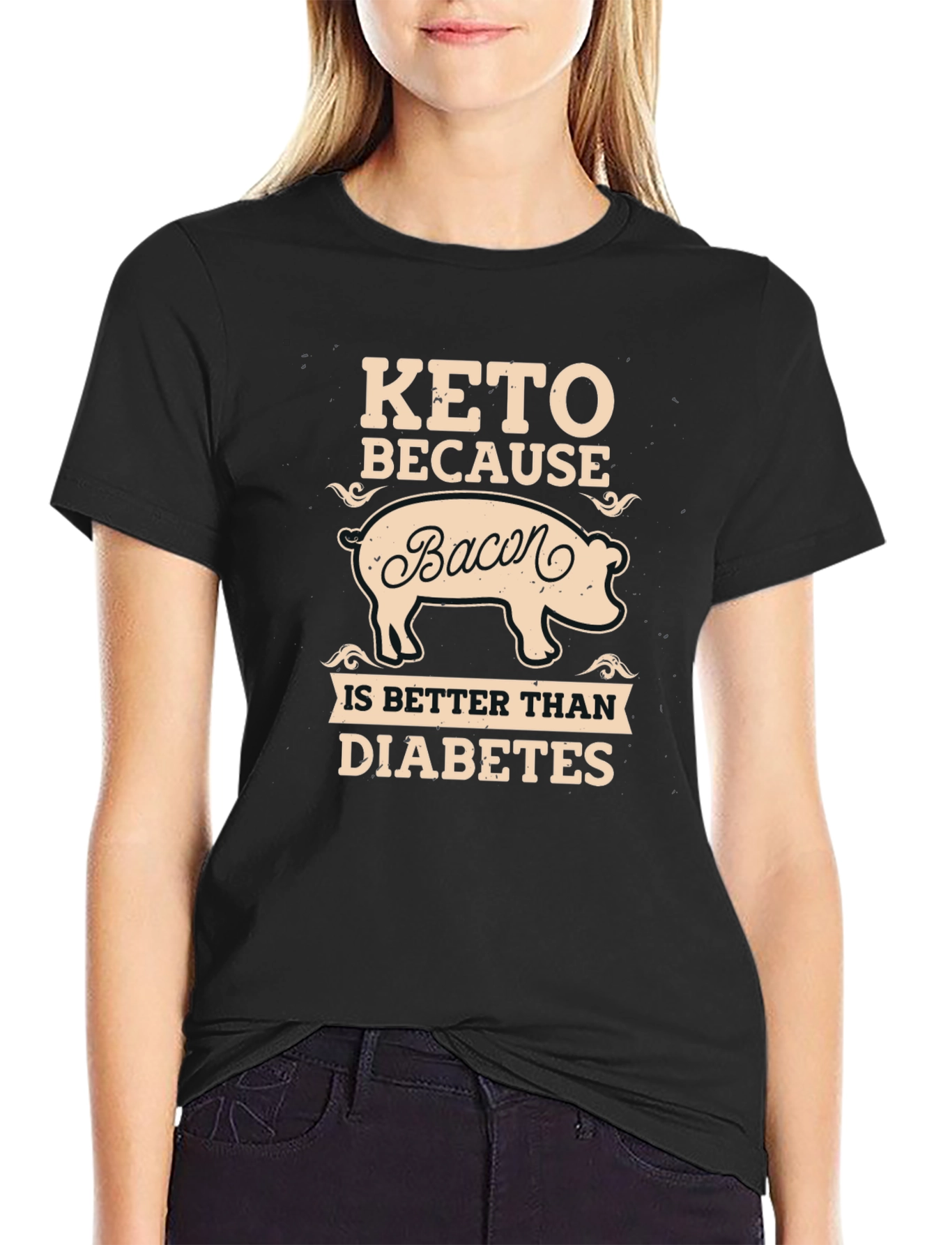 Keto Bacon Better Than Diabetes Graphic T-Shirt