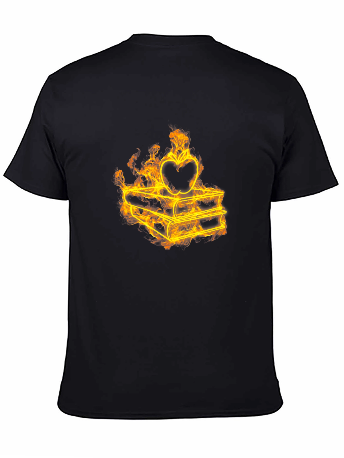 Fiery Apple on Books Black T-Shirt