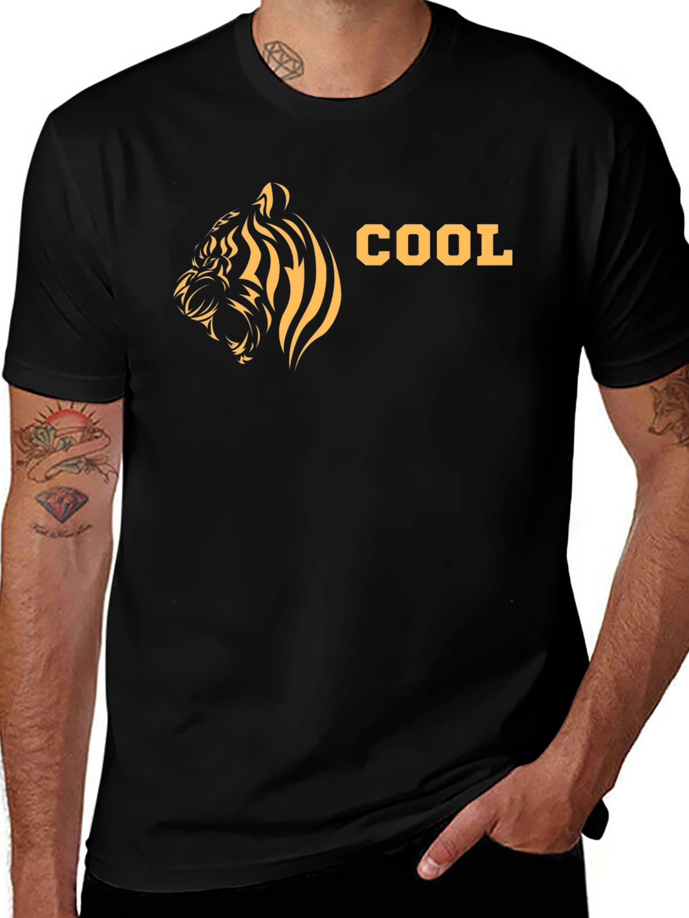Cool Tiger Graphic T-Shirt - Mens Black Tee