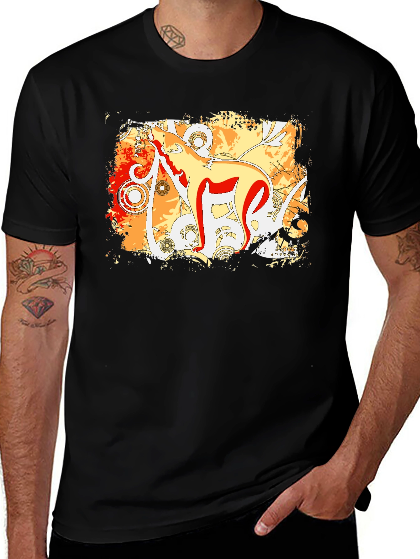 Abstract Wolf Graphic Tee - Modern Style