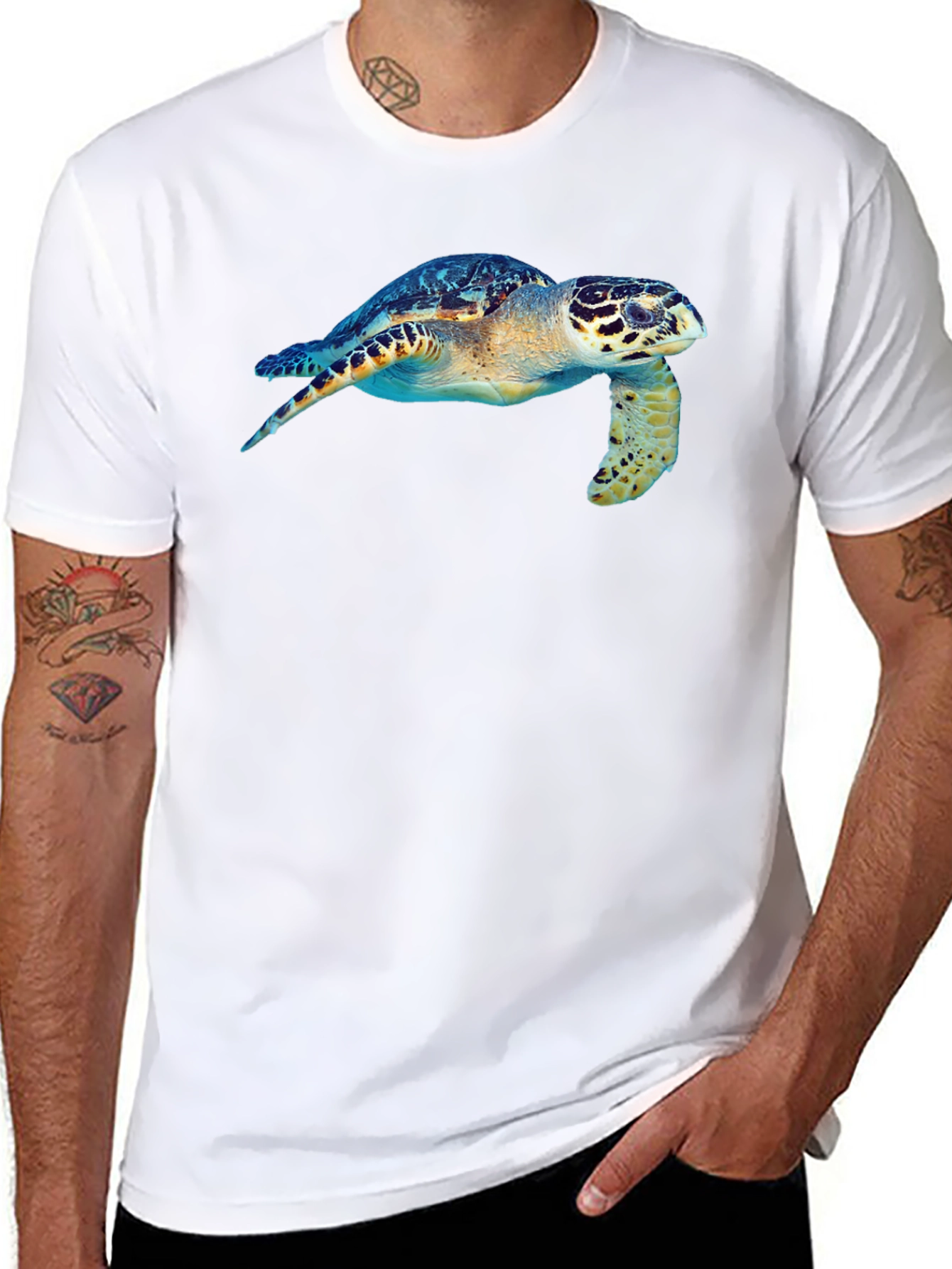 Sea Turtle Graphic Tee - Black Cotton T-Shirt