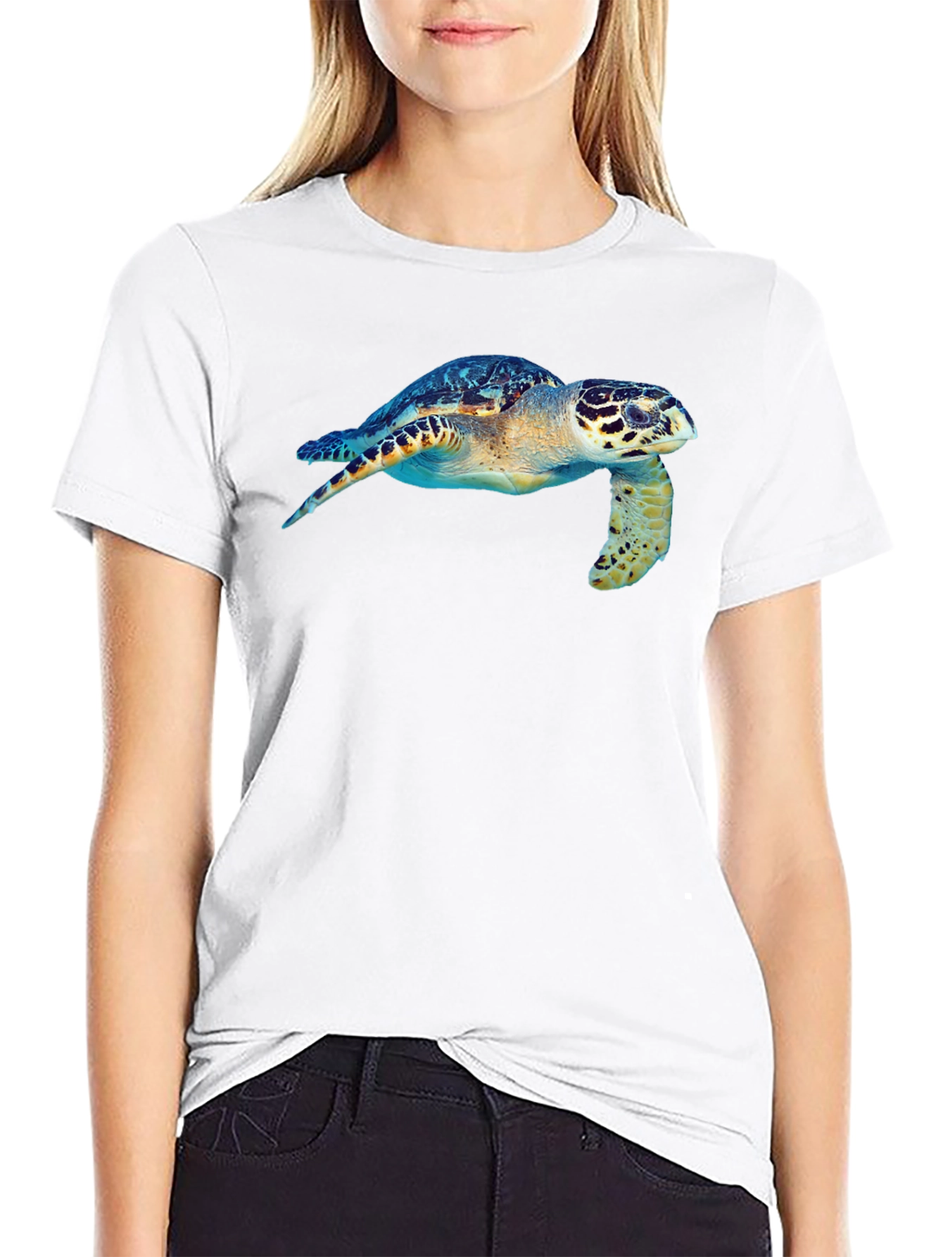 Sea Turtle Graphic Tee - Black Cotton T-Shirt