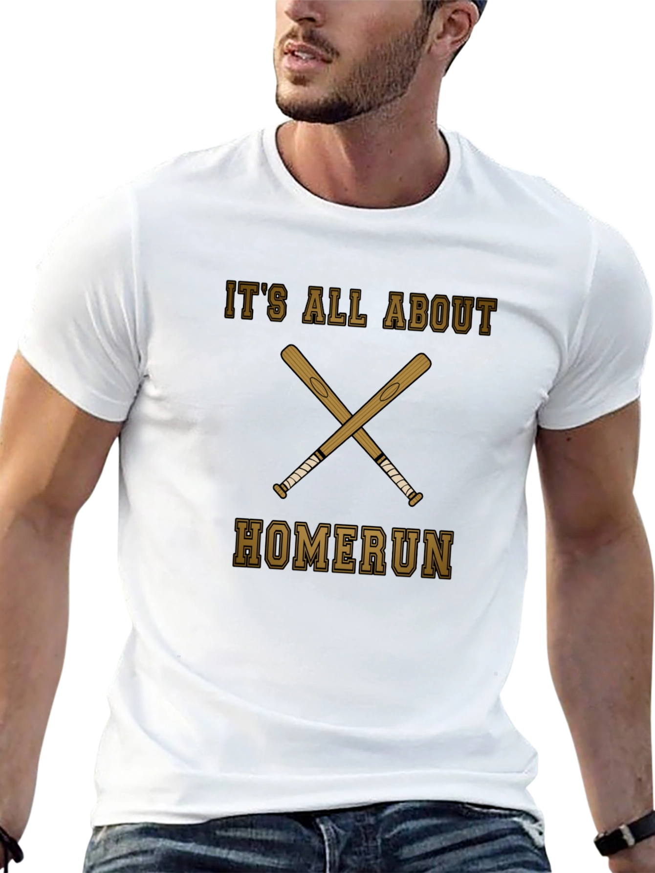 Homerun Baseball T-Shirt - Crossed Bats Graphic Tee
