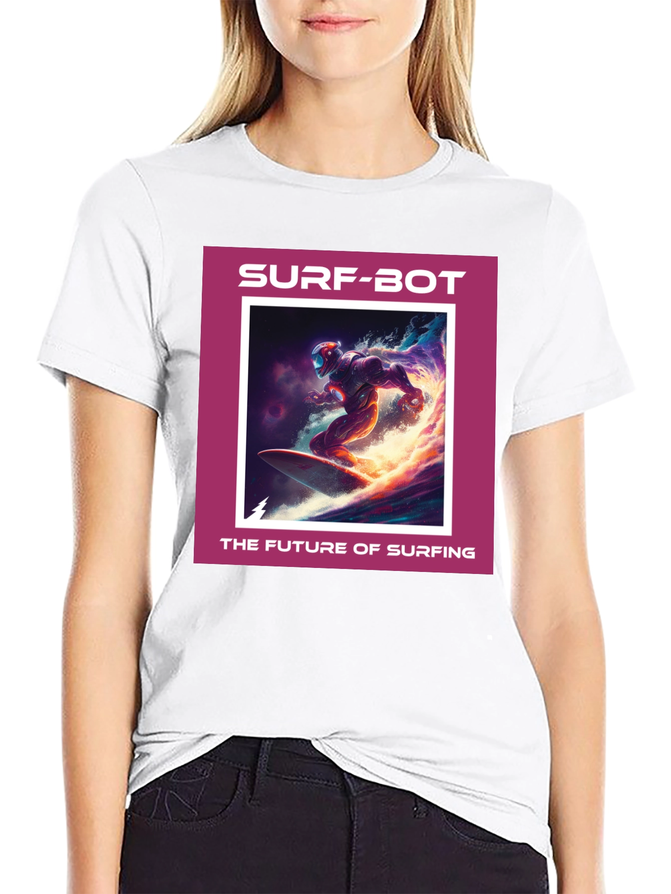 Surf-Bot Future Surfing Black T-Shirt