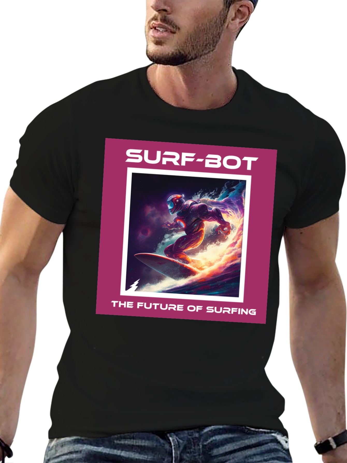 Surf-Bot Future Surfing Black T-Shirt