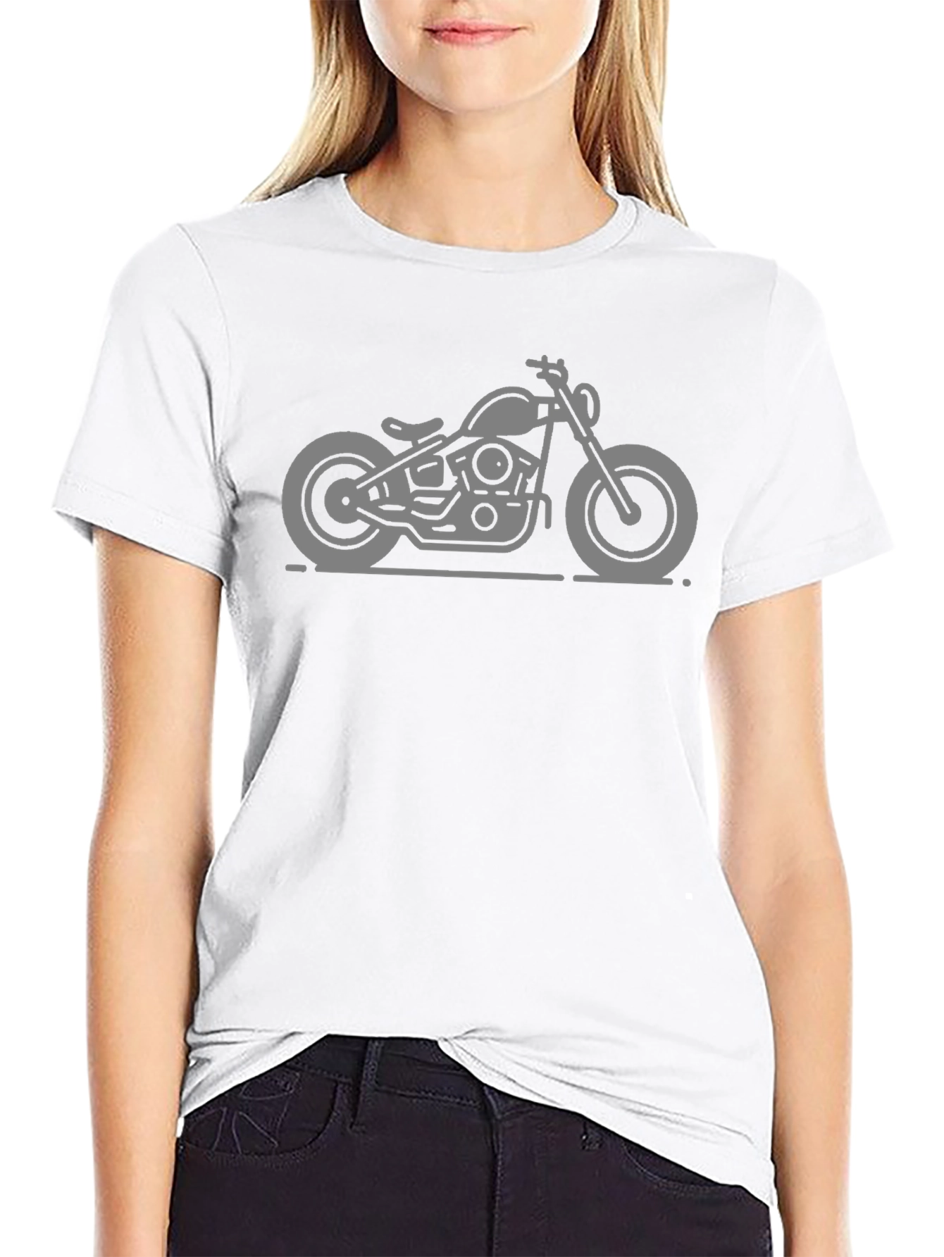 Motorcycle Graphic Tee - Black Casual T-Shirt