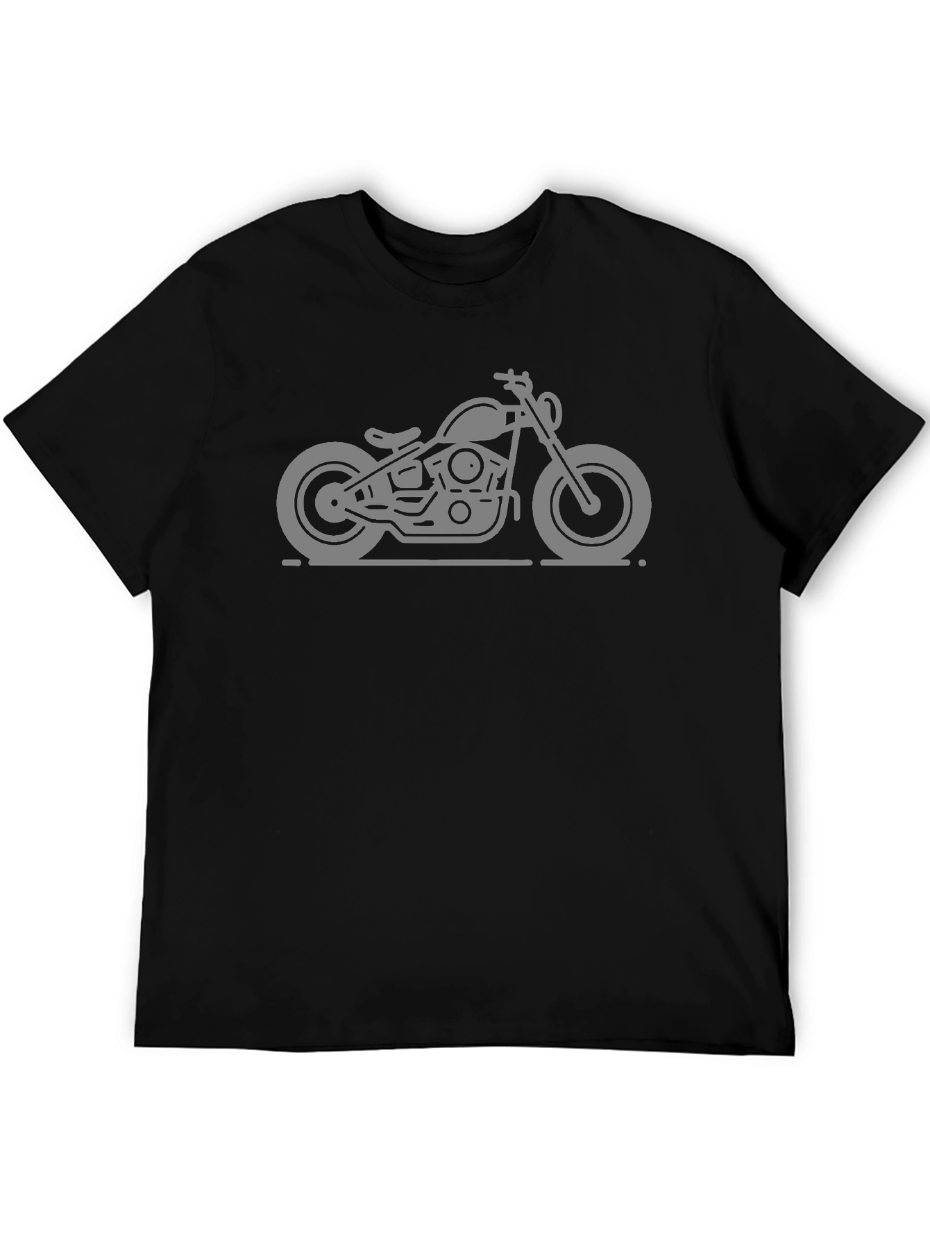 Motorcycle Graphic Tee - Black Casual T-Shirt