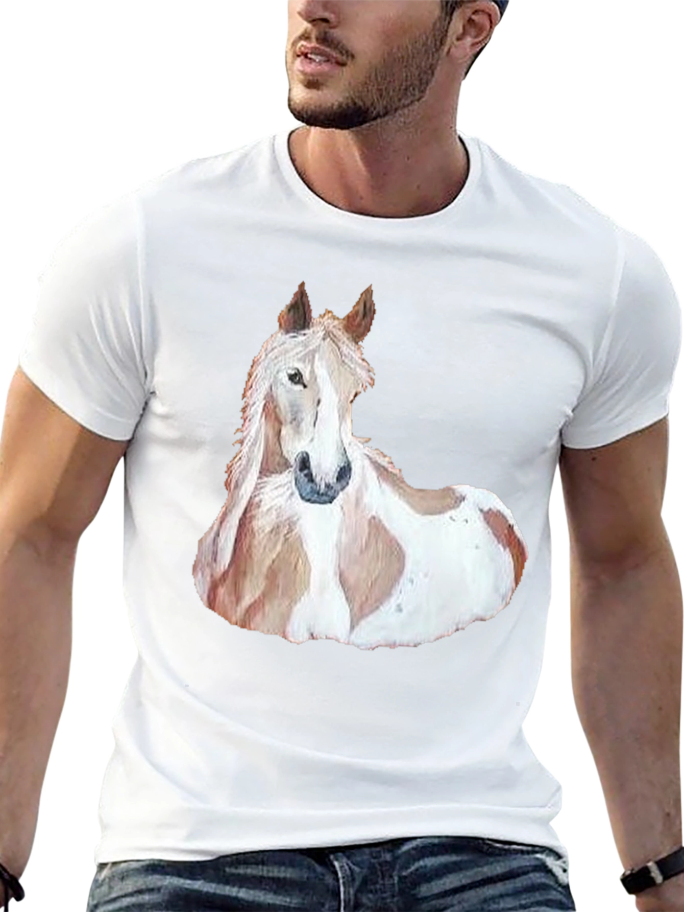 Horse Graphic Mens T-Shirt - Black Casual Style