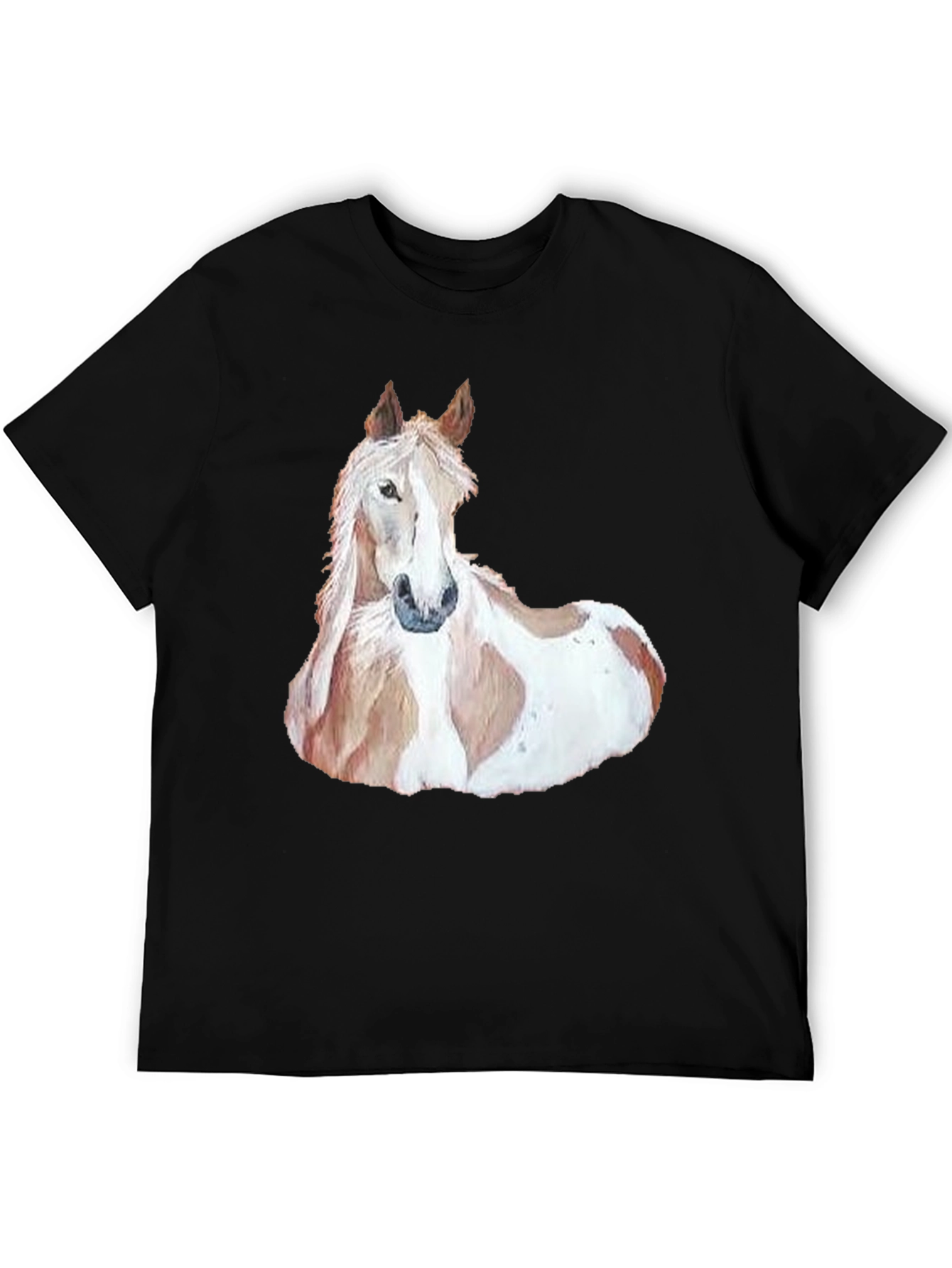 Horse Graphic Mens T-Shirt - Black Casual Style