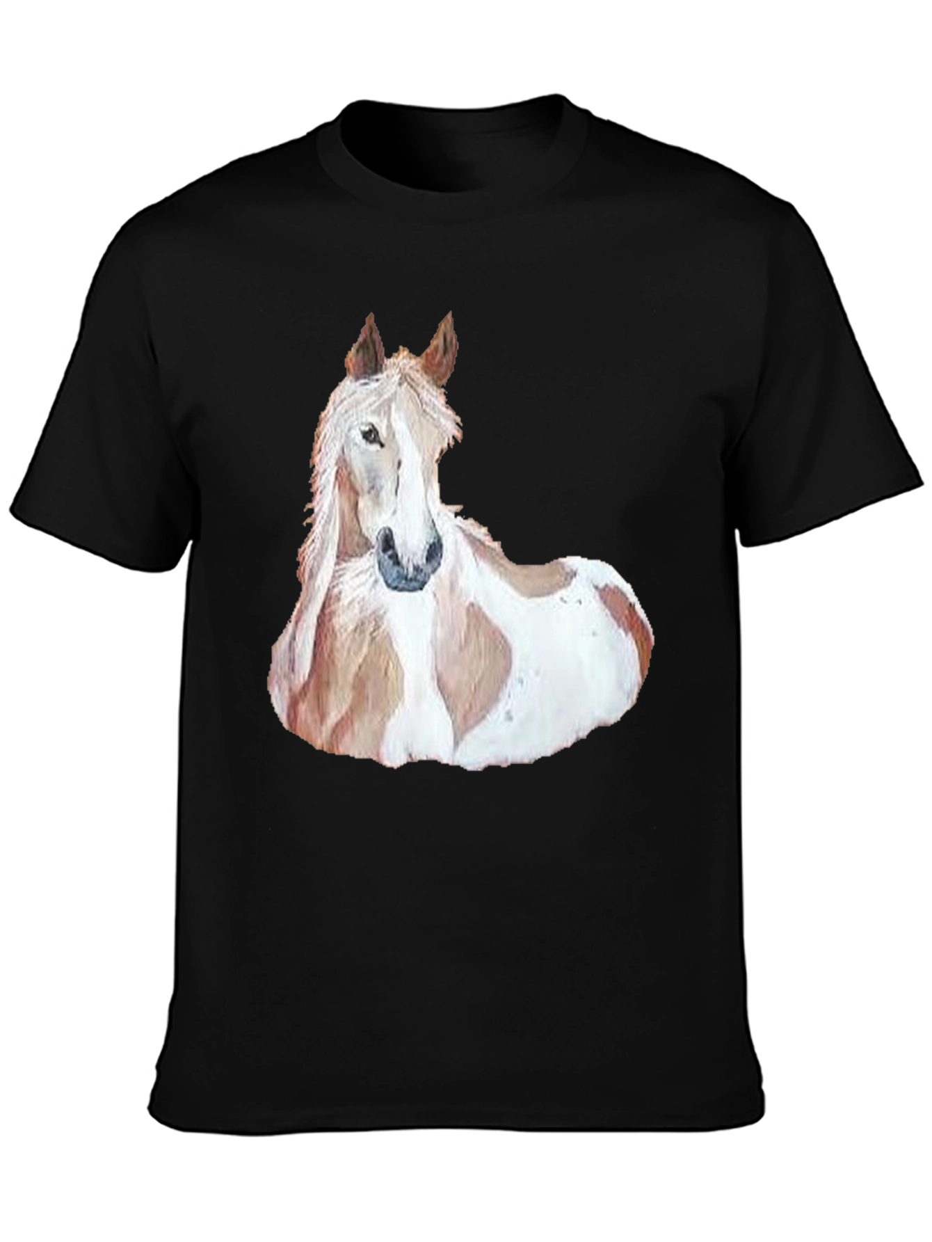 Horse Graphic Mens T-Shirt - Black Casual Style