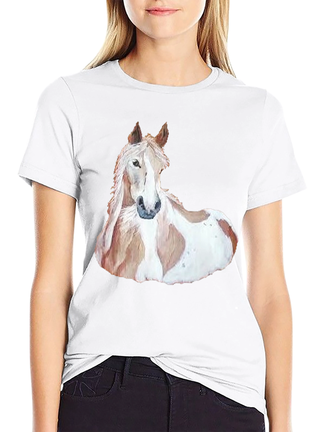 Horse Graphic Mens T-Shirt - Black Casual Style
