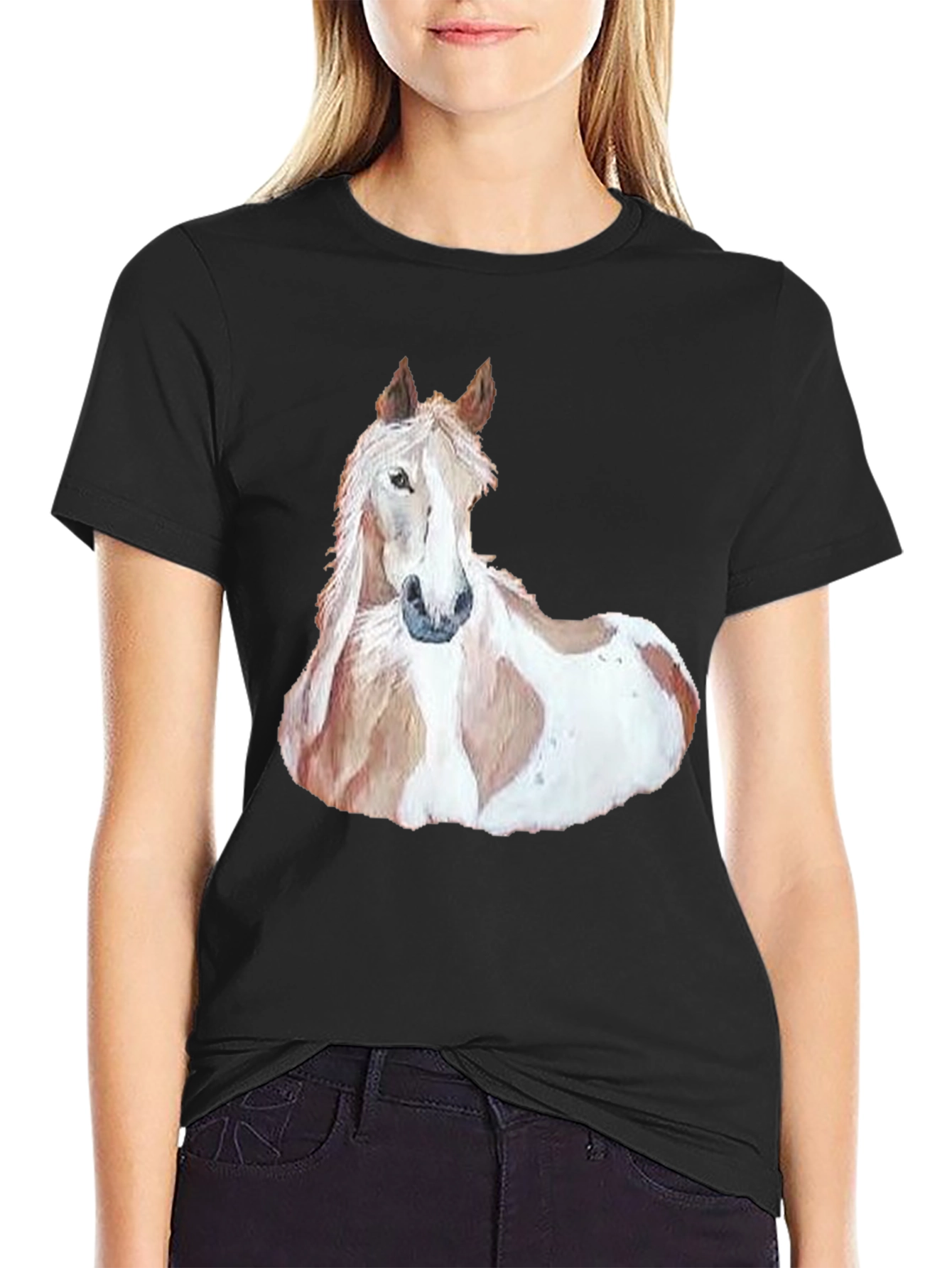 Horse Graphic Mens T-Shirt - Black Casual Style