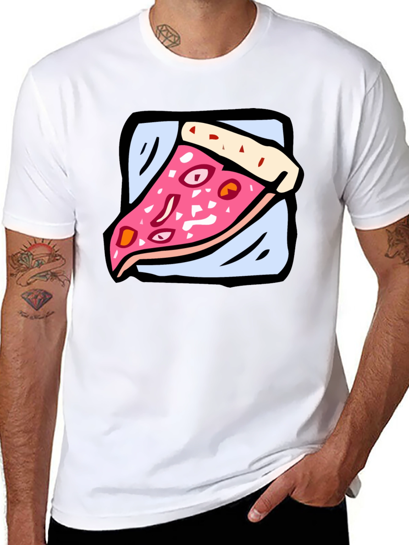 Pizza Slice Graphic Tee - Cartoon Food T-Shirt