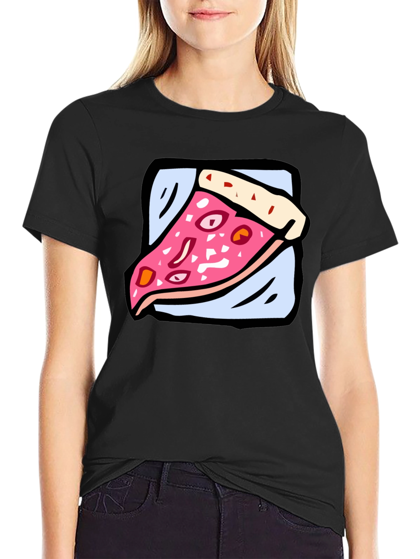 Pizza Slice Graphic Tee - Cartoon Food T-Shirt