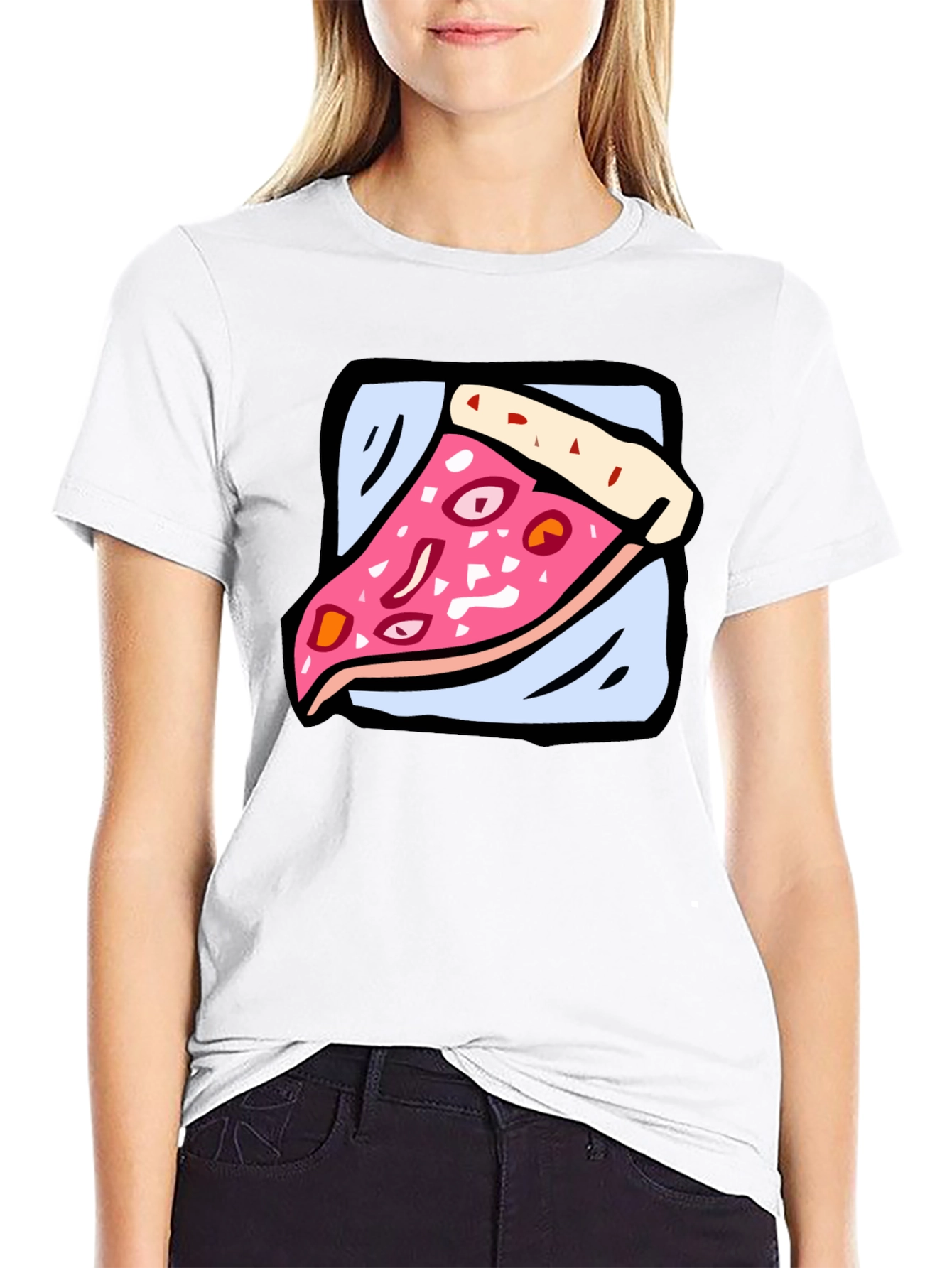 Pizza Slice Graphic Tee - Cartoon Food T-Shirt