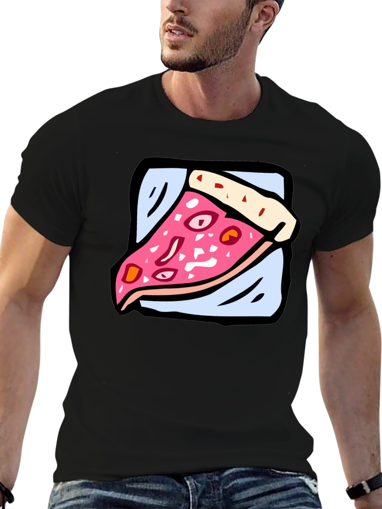 Pizza Slice Graphic Tee - Cartoon Food T-Shirt