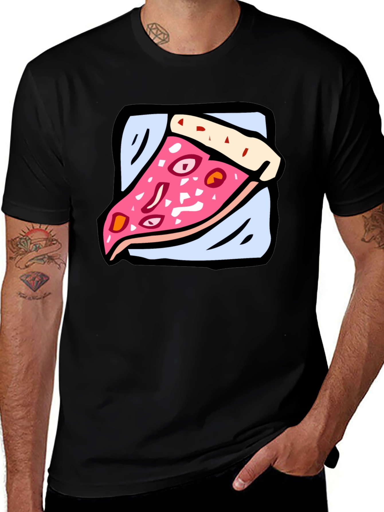 Pizza Slice Graphic Tee - Cartoon Food T-Shirt