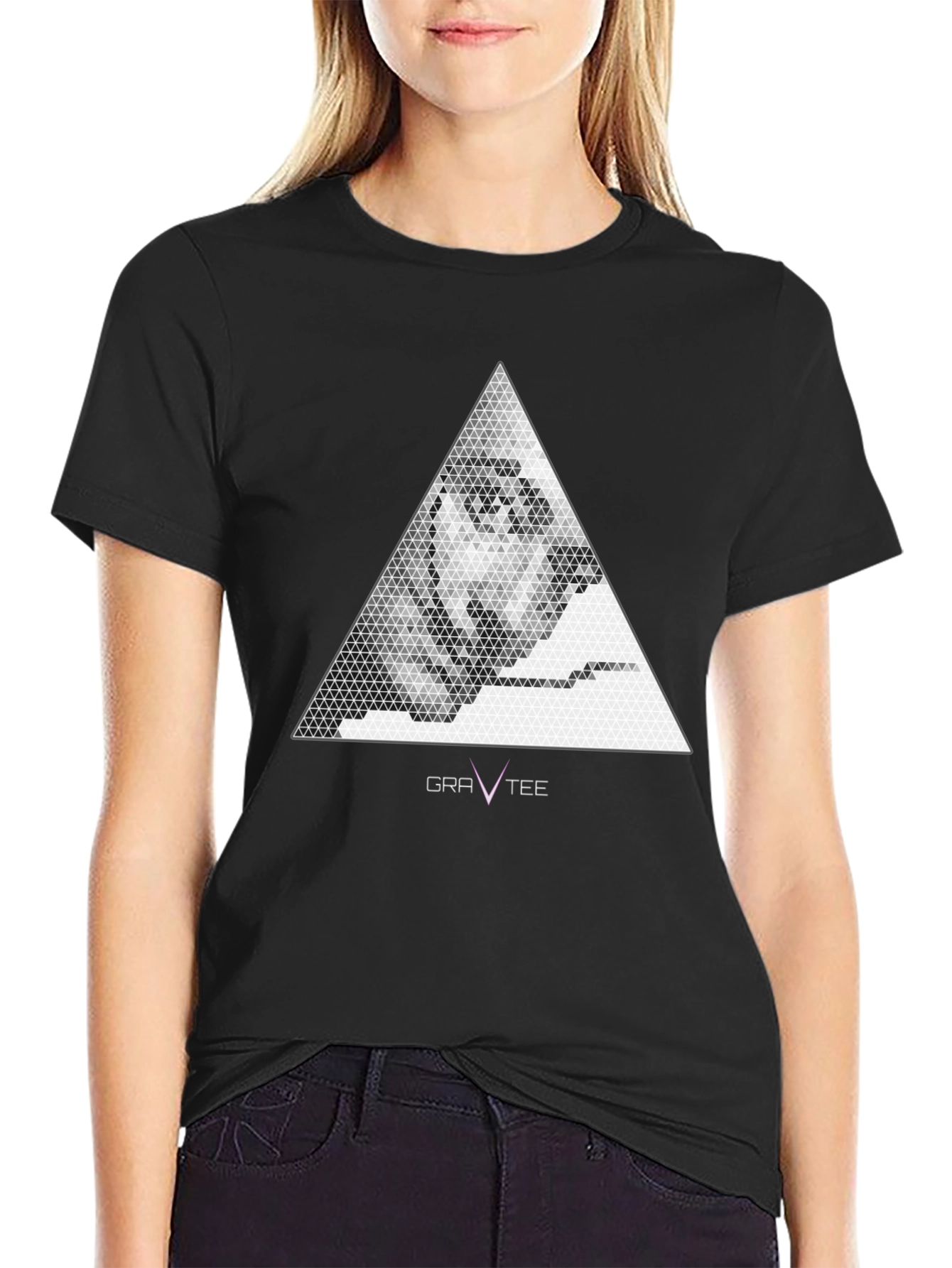 Geometric Face Graphic Tee - Mens Black T-Shirt