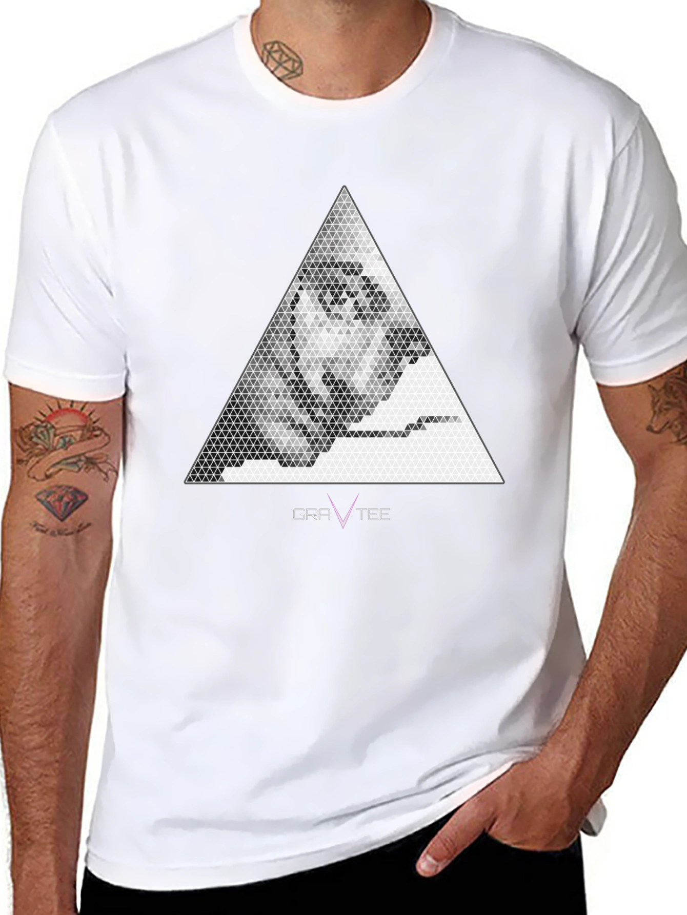 Geometric Face Graphic Tee - Mens Black T-Shirt