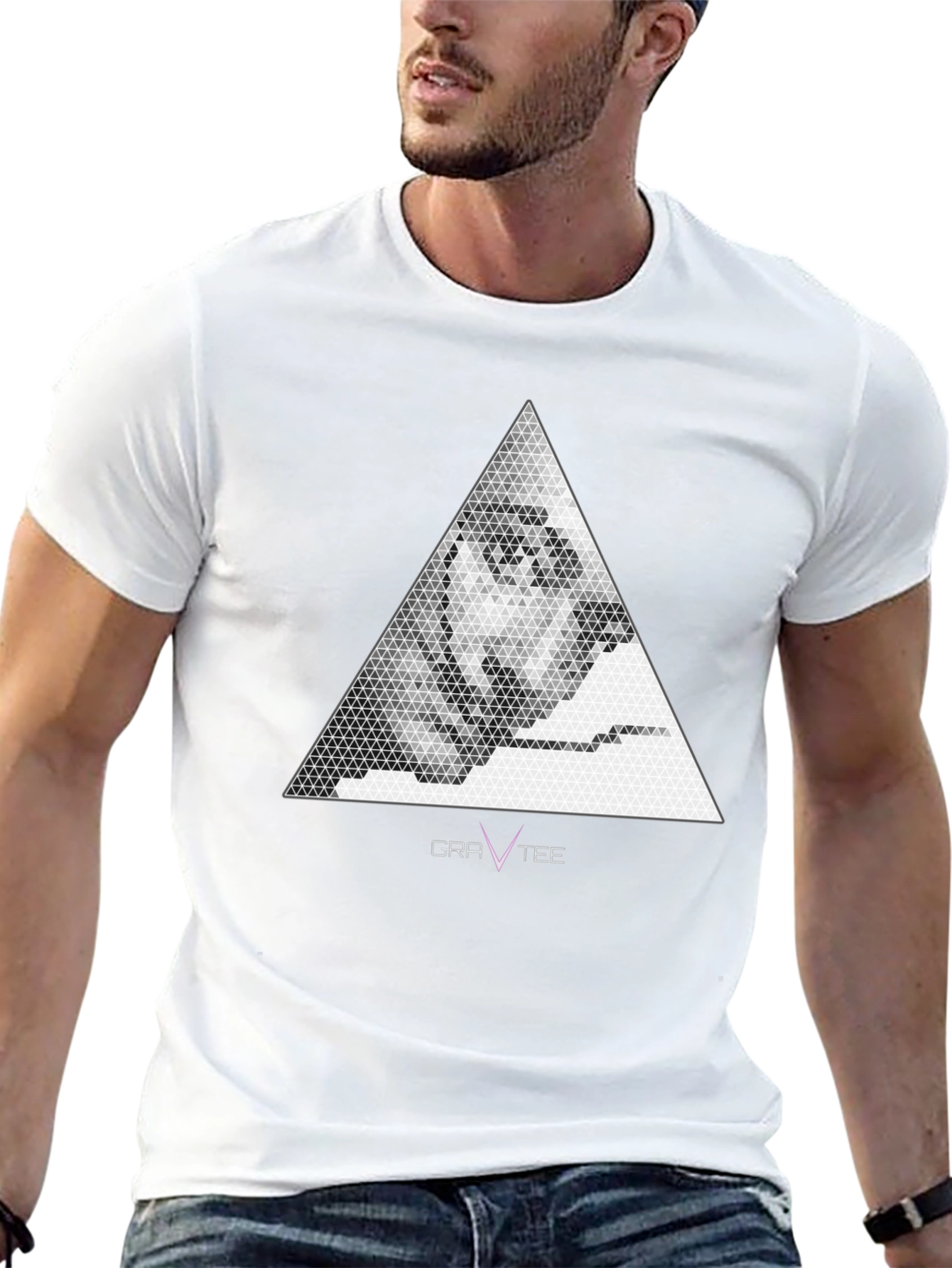 Geometric Face Graphic Tee - Mens Black T-Shirt