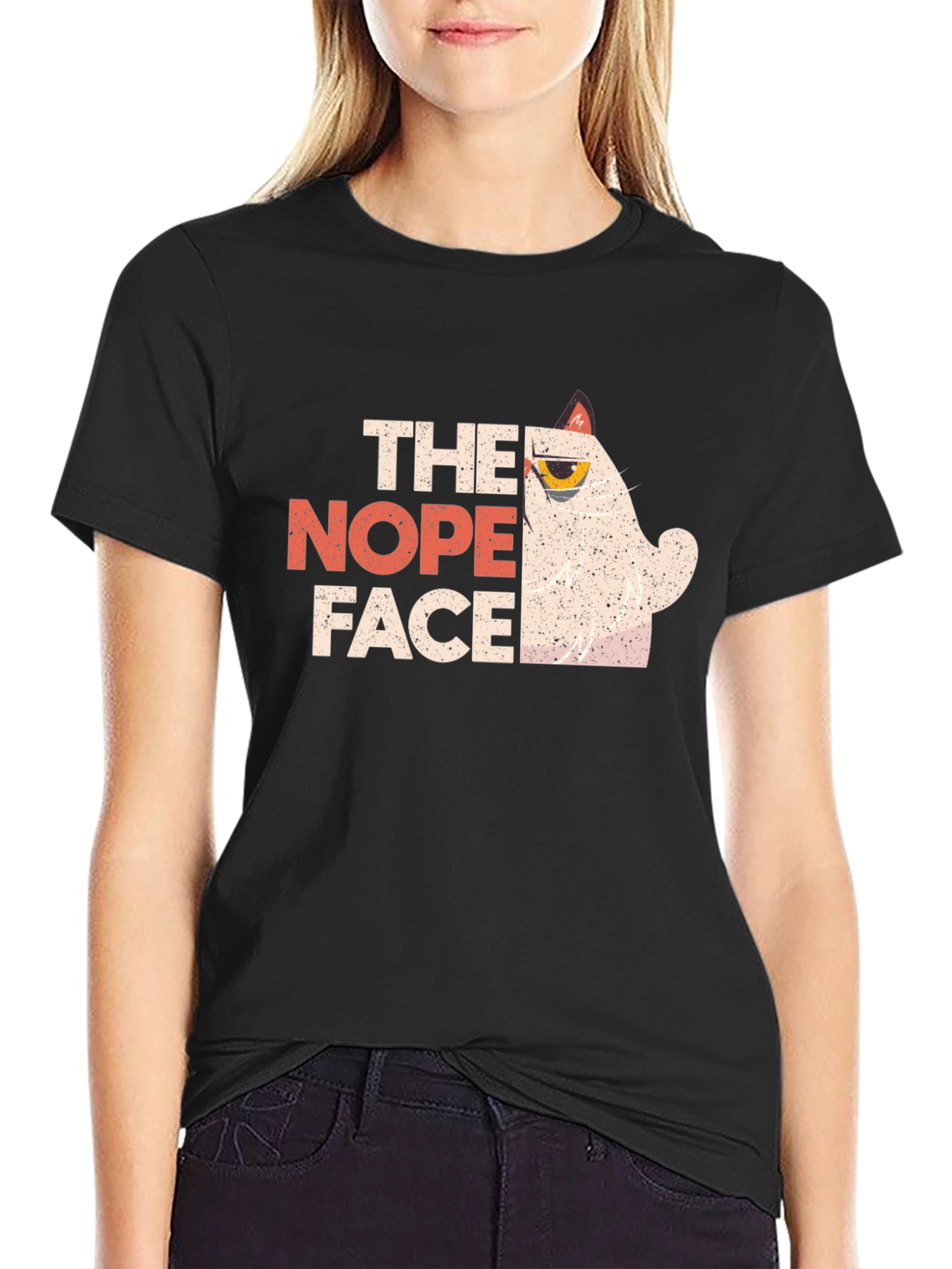 The Nope Face Grumpy Cat Graphic T-Shirt