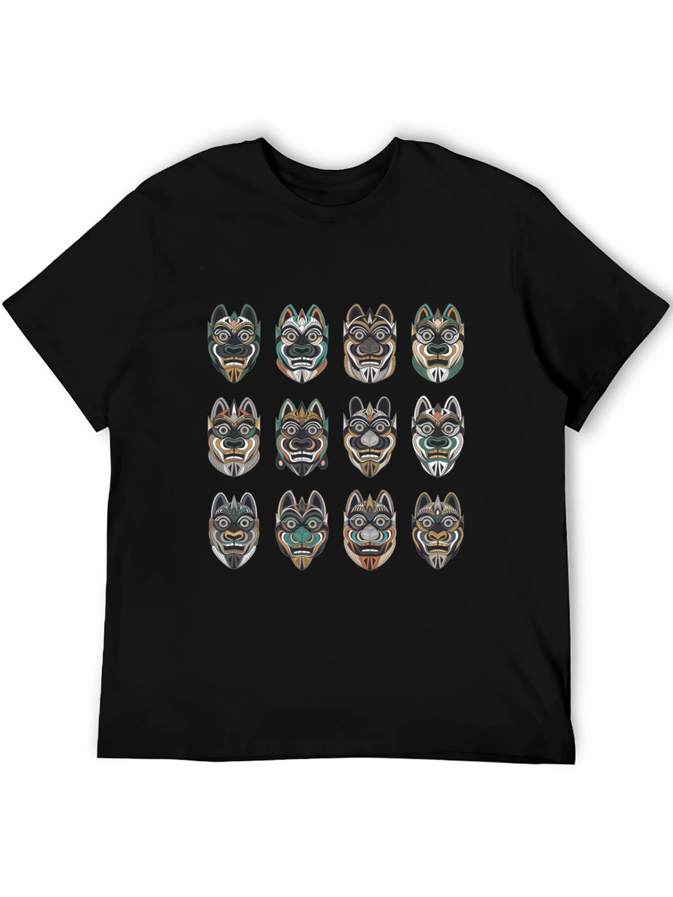 Tribal Mask Graphic Tee - Unique Design
