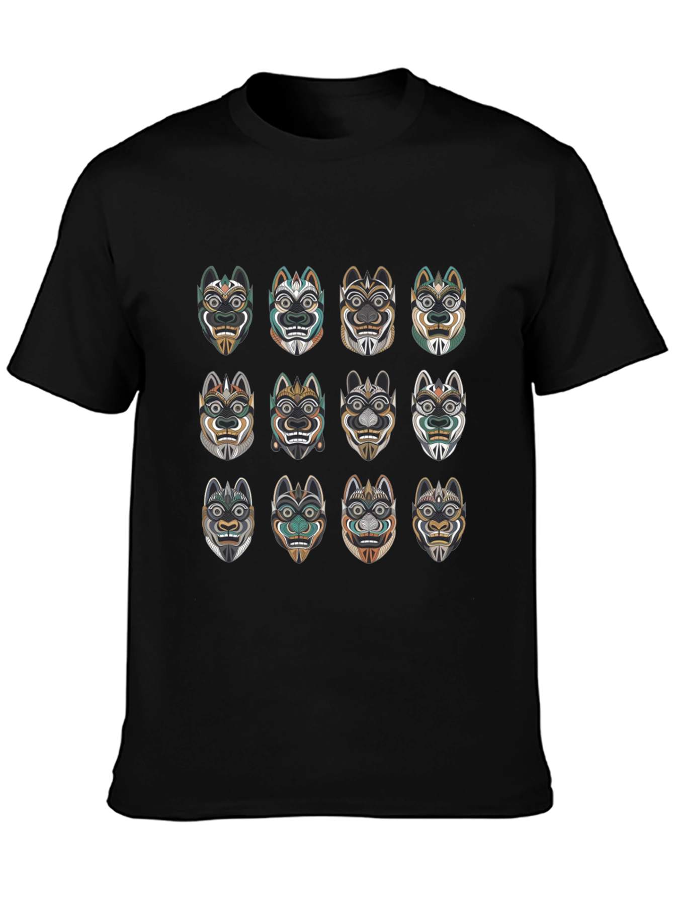 Tribal Mask Graphic Tee - Unique Design