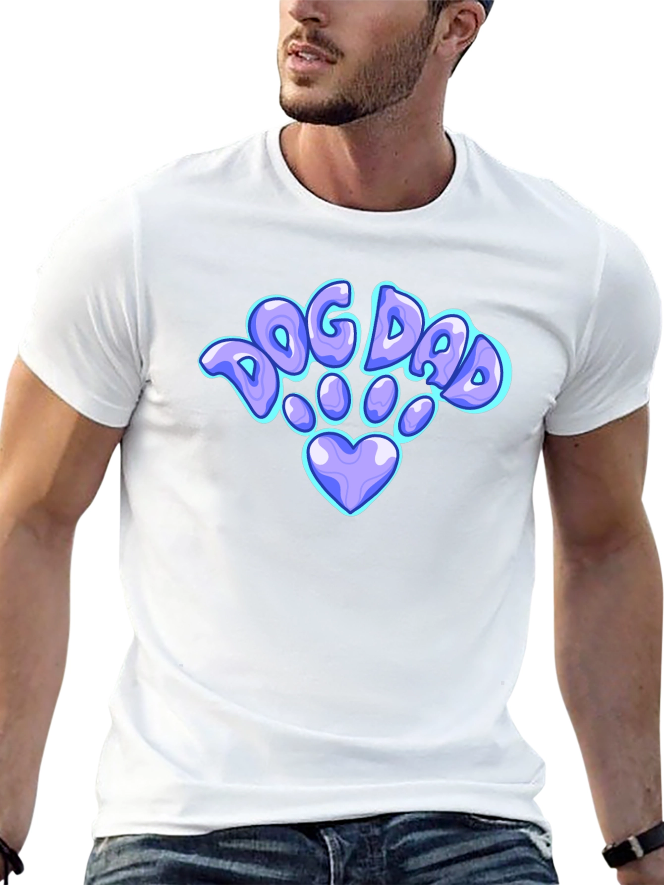 Dog Dad Paw Print Graphic Tee