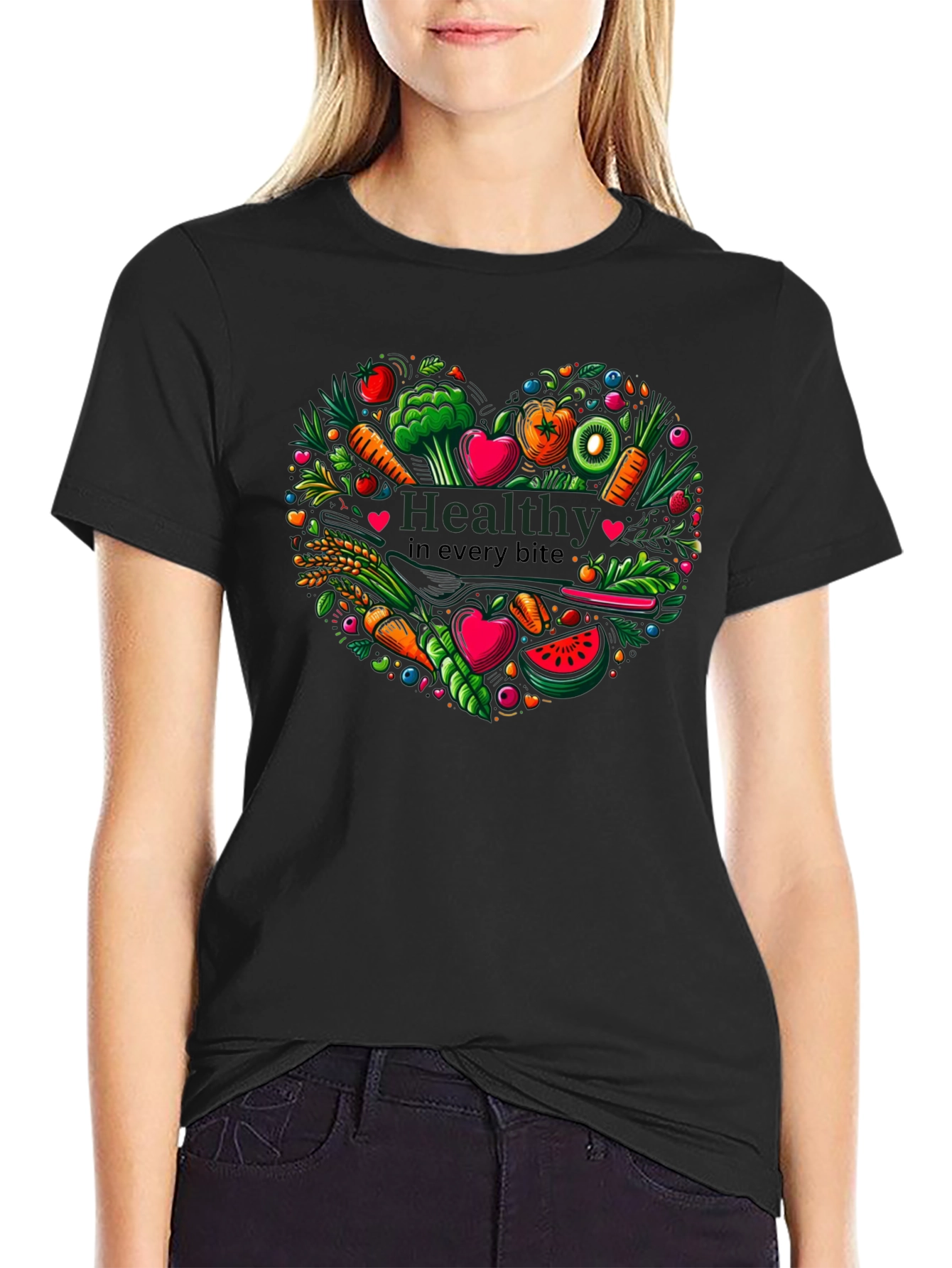 Healthy Bites Heart Graphic T-Shirt