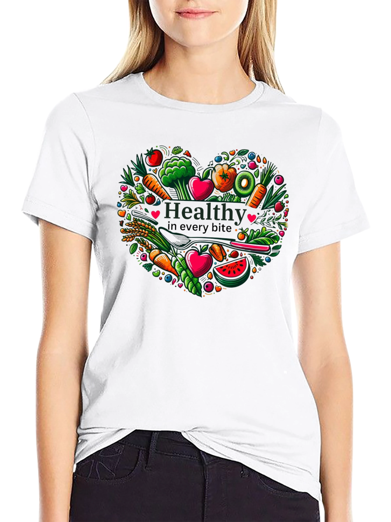Healthy Bites Heart Graphic T-Shirt