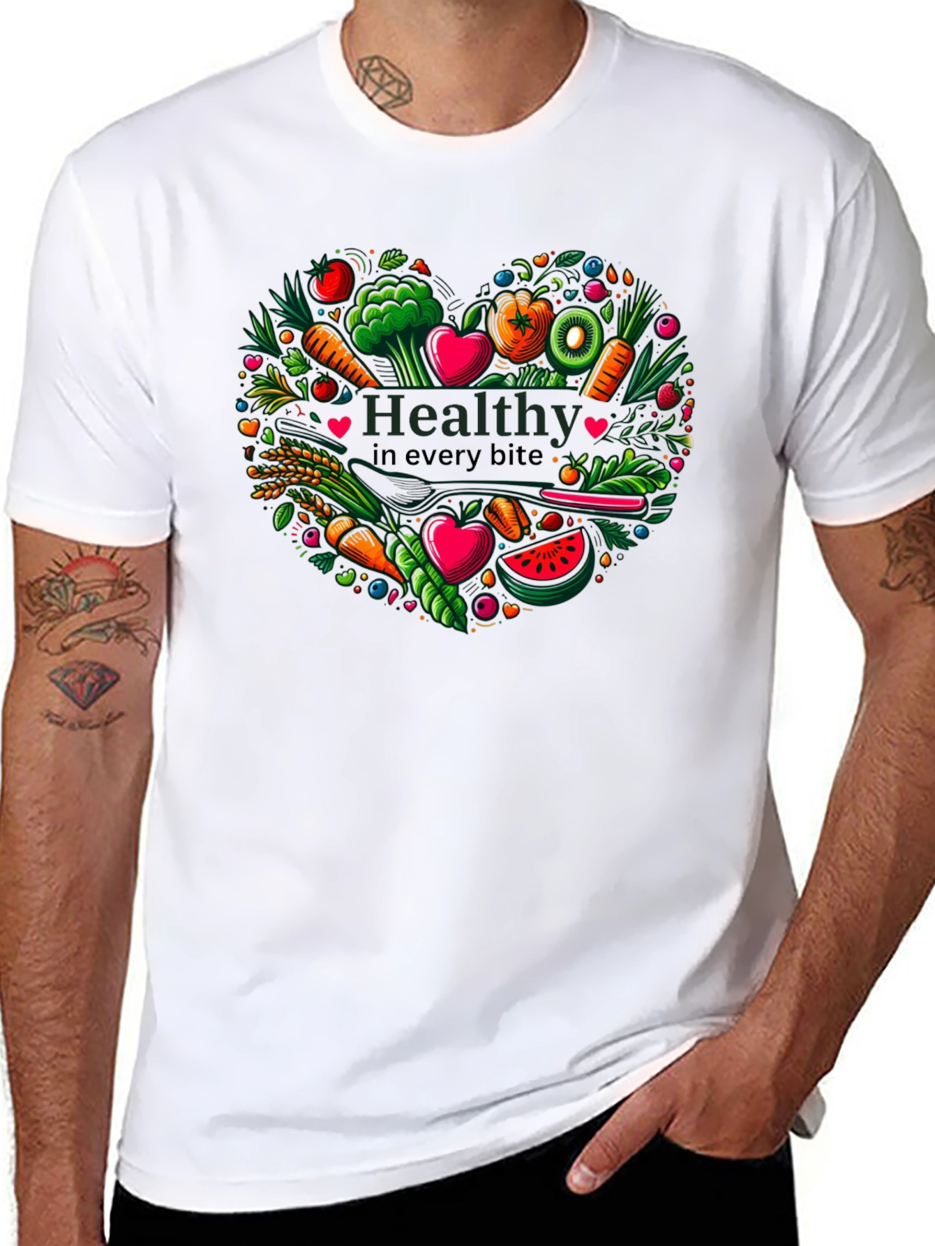 Healthy Bites Heart Graphic T-Shirt