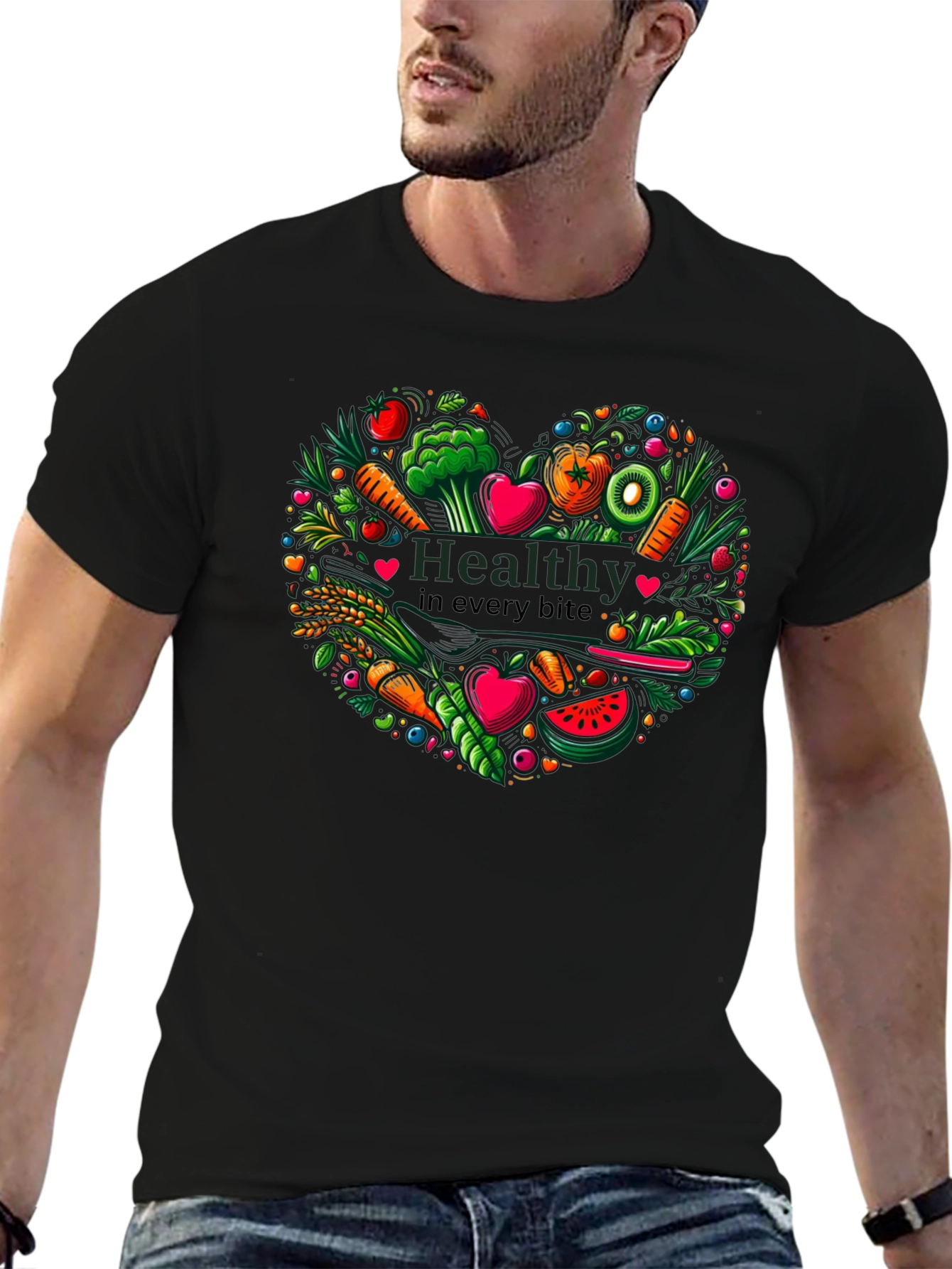 Healthy Bites Heart Graphic T-Shirt