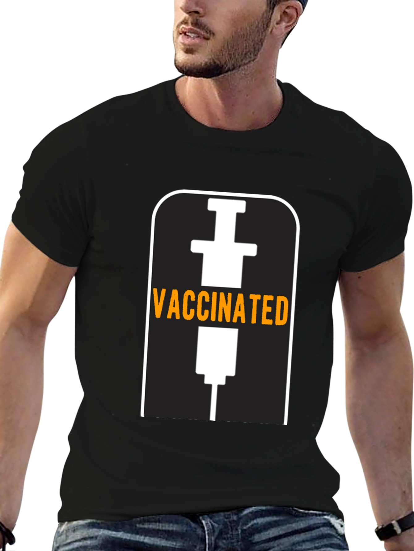 Vaccinated T-Shirt - Black - Novelty Design