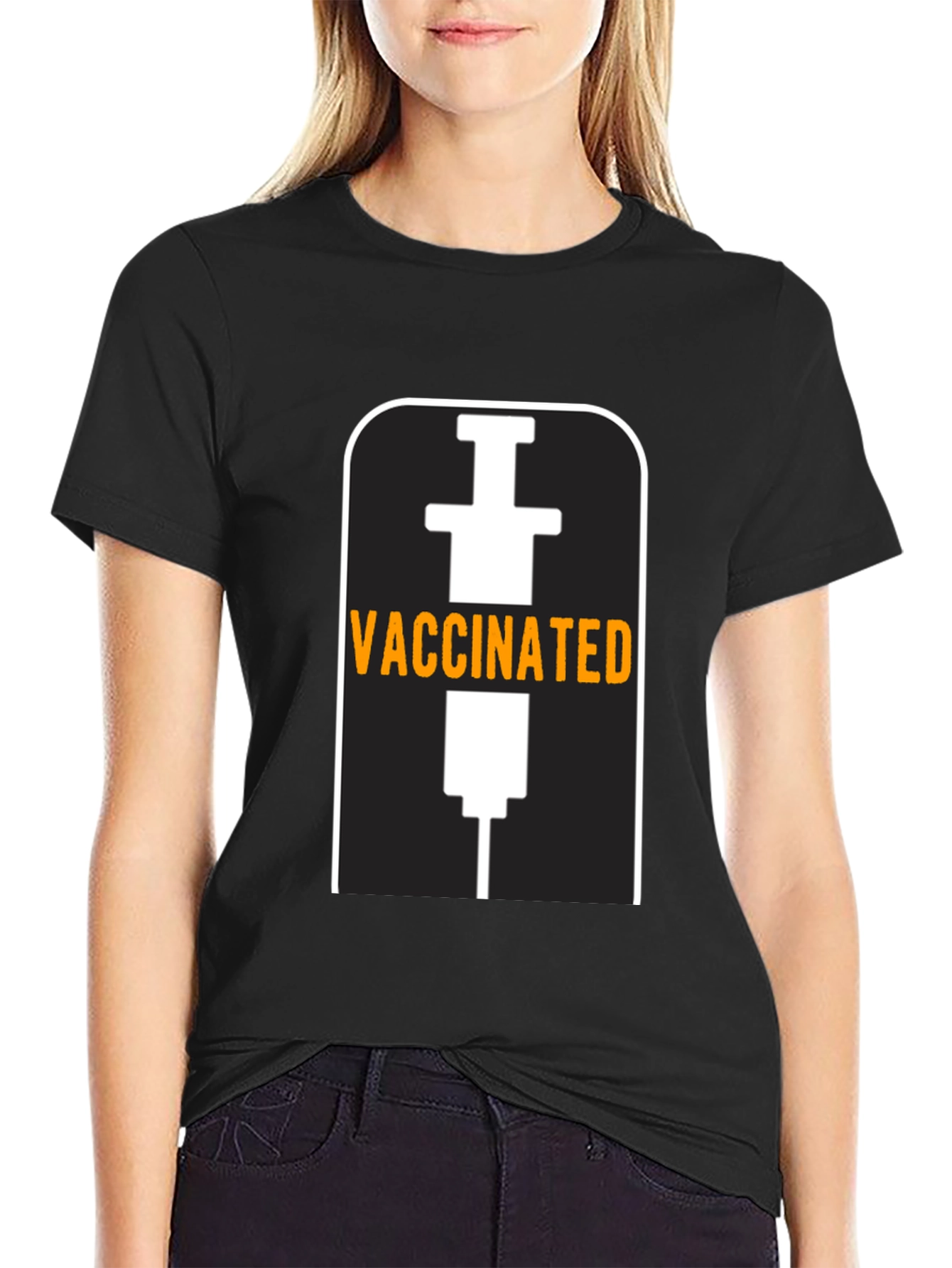 Vaccinated T-Shirt - Black - Novelty Design