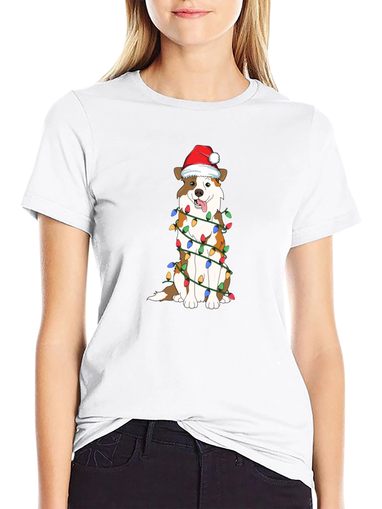 Festive Dog Christmas Lights T-Shirt