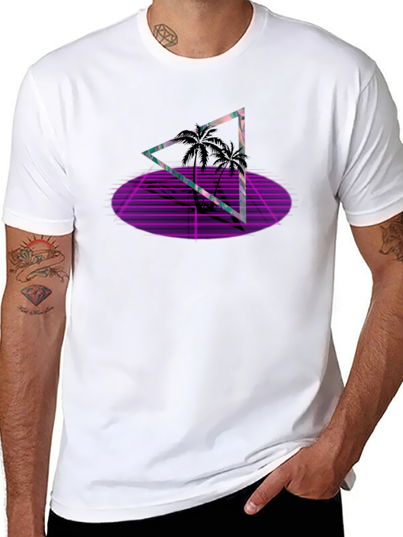 Retro Palm Triangle Black T-Shirt