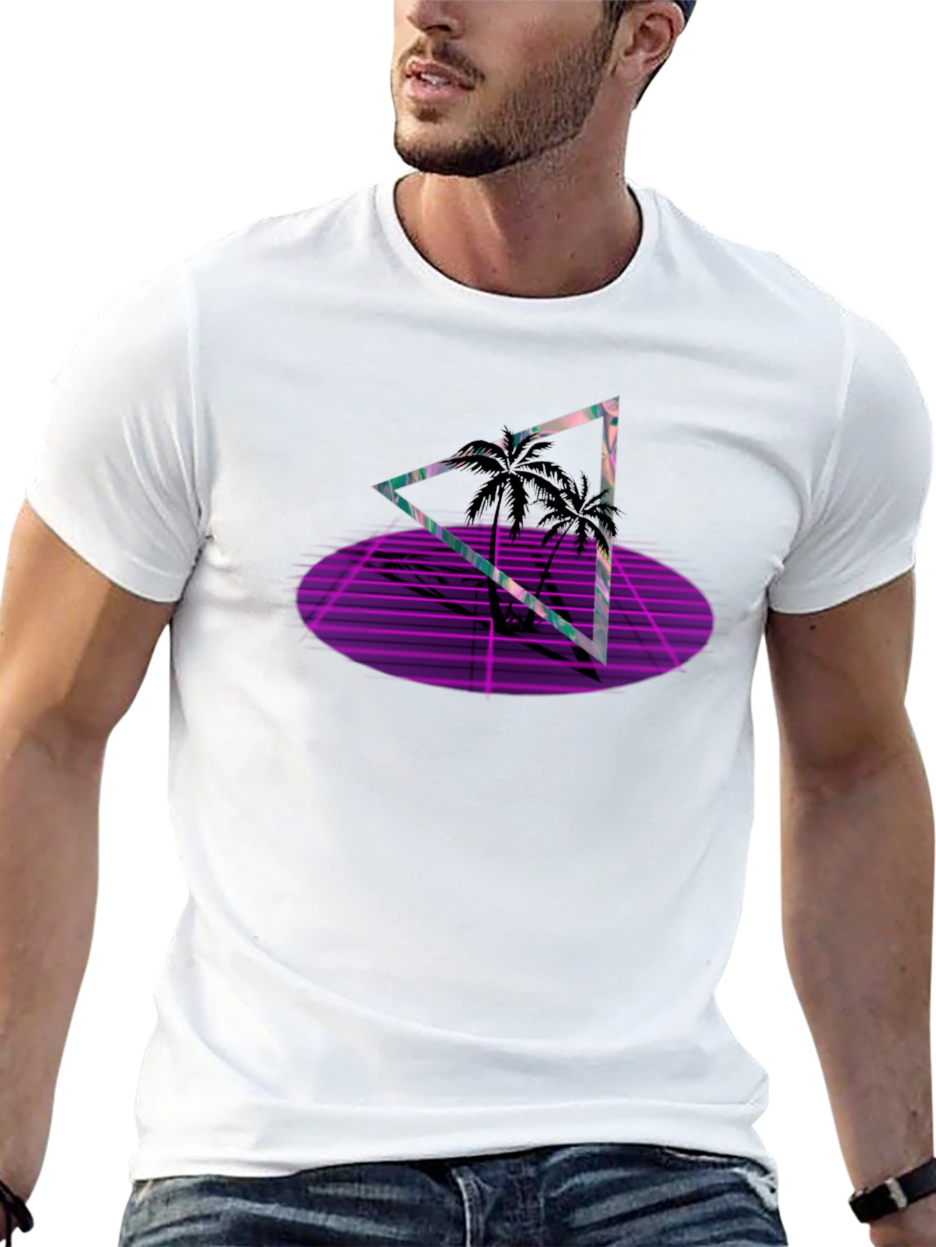 Retro Palm Triangle Black T-Shirt