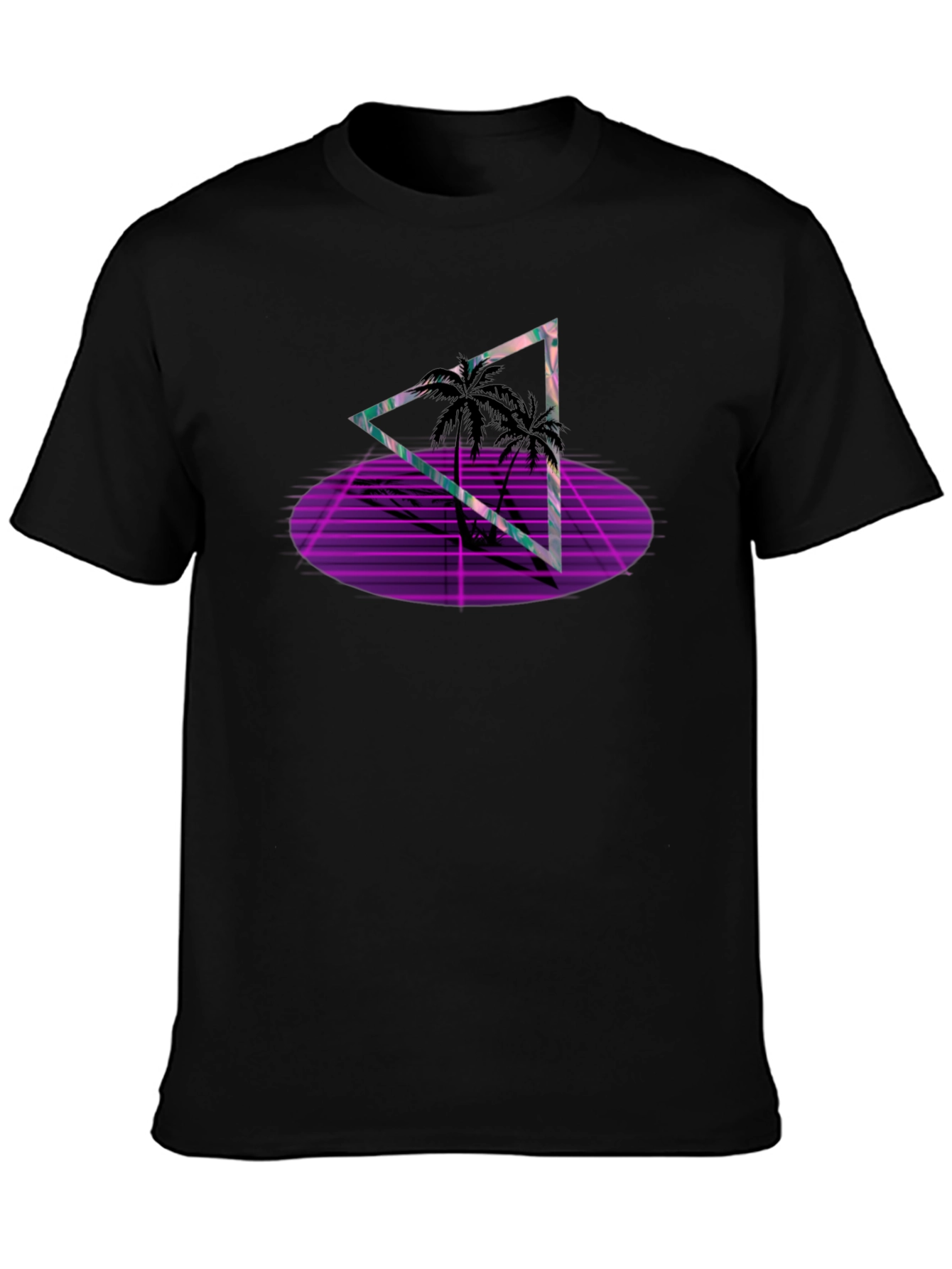 Retro Palm Triangle Black T-Shirt