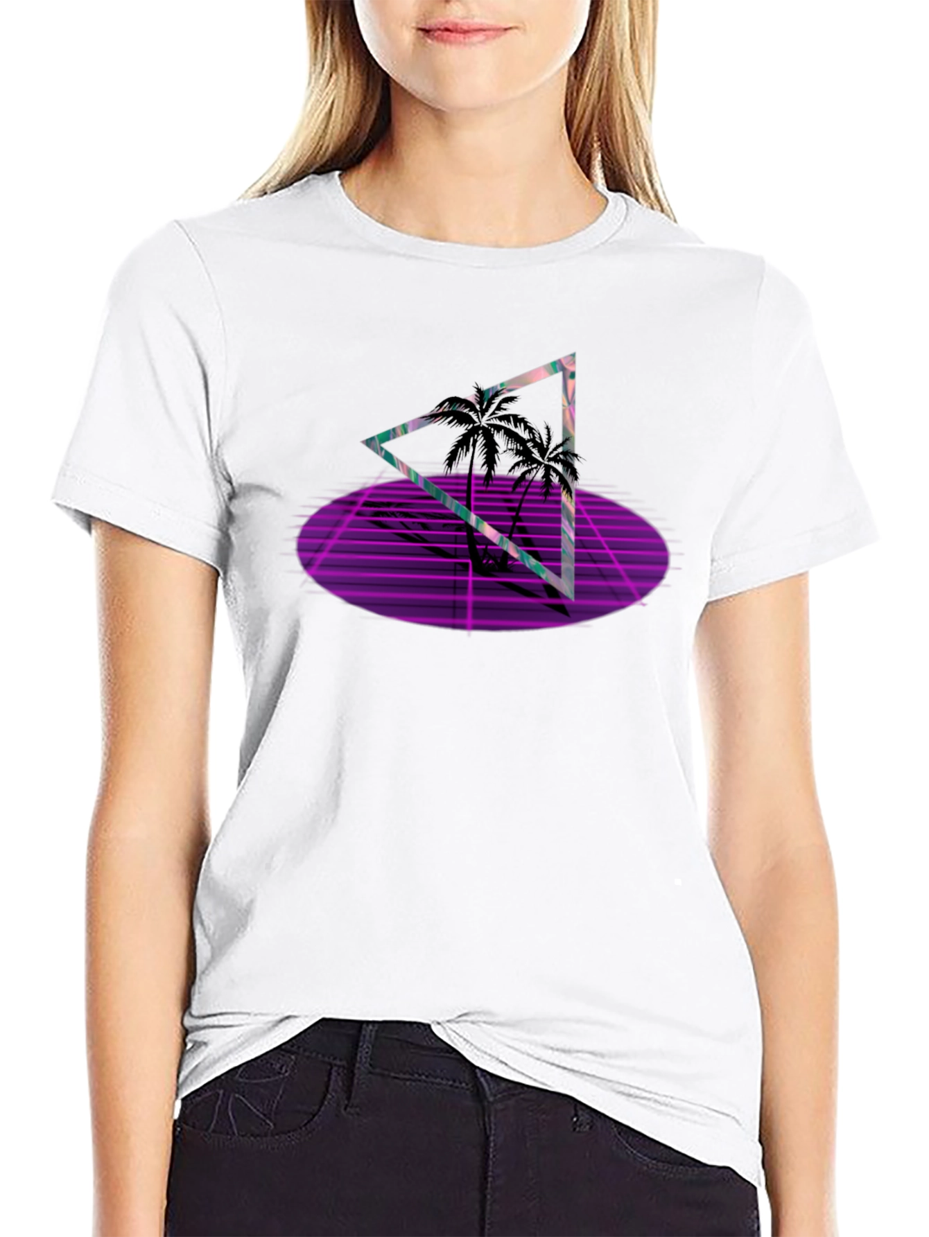 Retro Palm Triangle Black T-Shirt