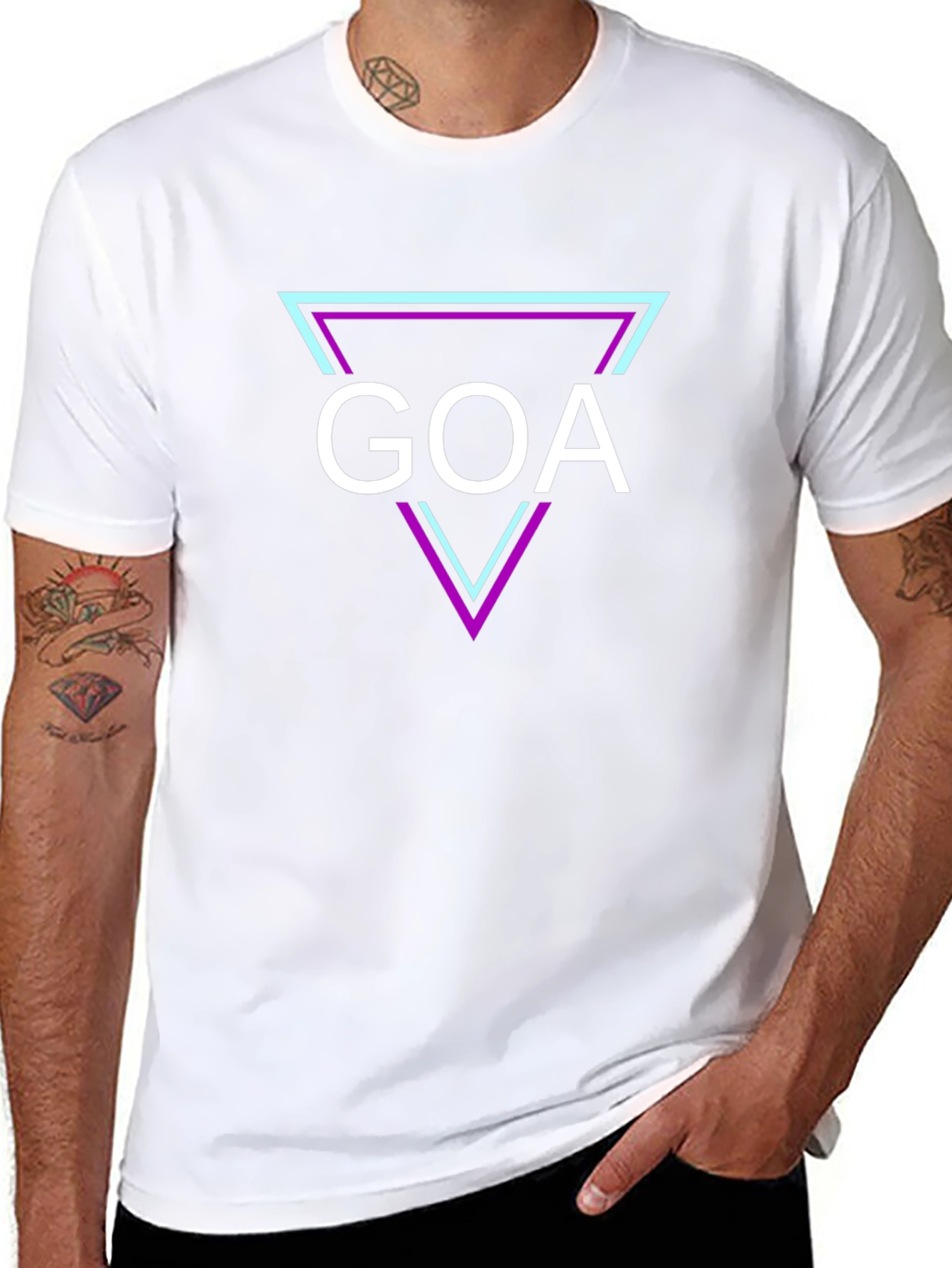 GOA Triangle Graphic Tee - Retro Style Black T-Shirt