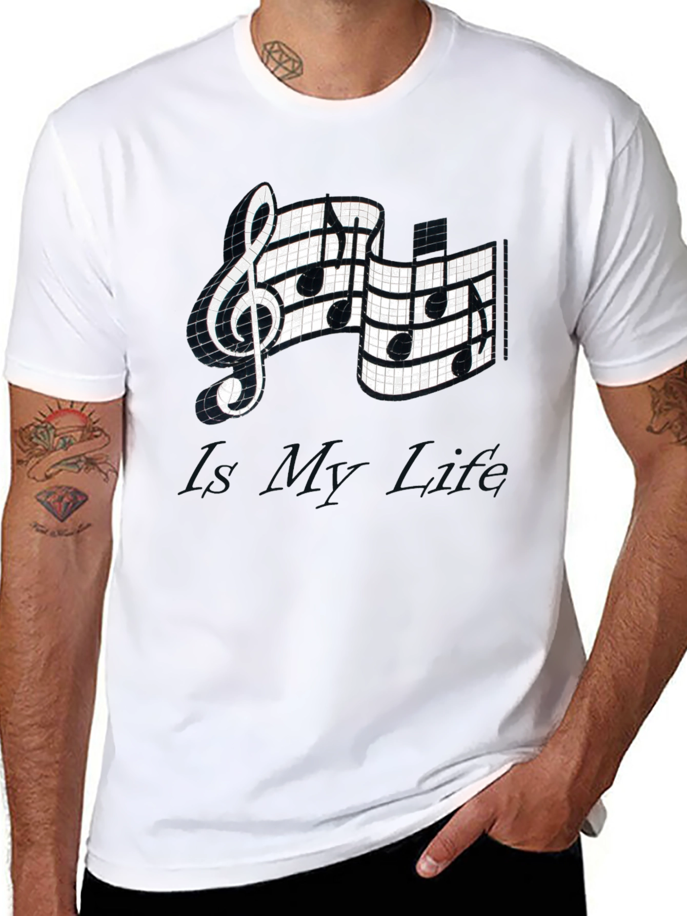 Musical Note Graphic Tee - Stylish Black T-Shirt