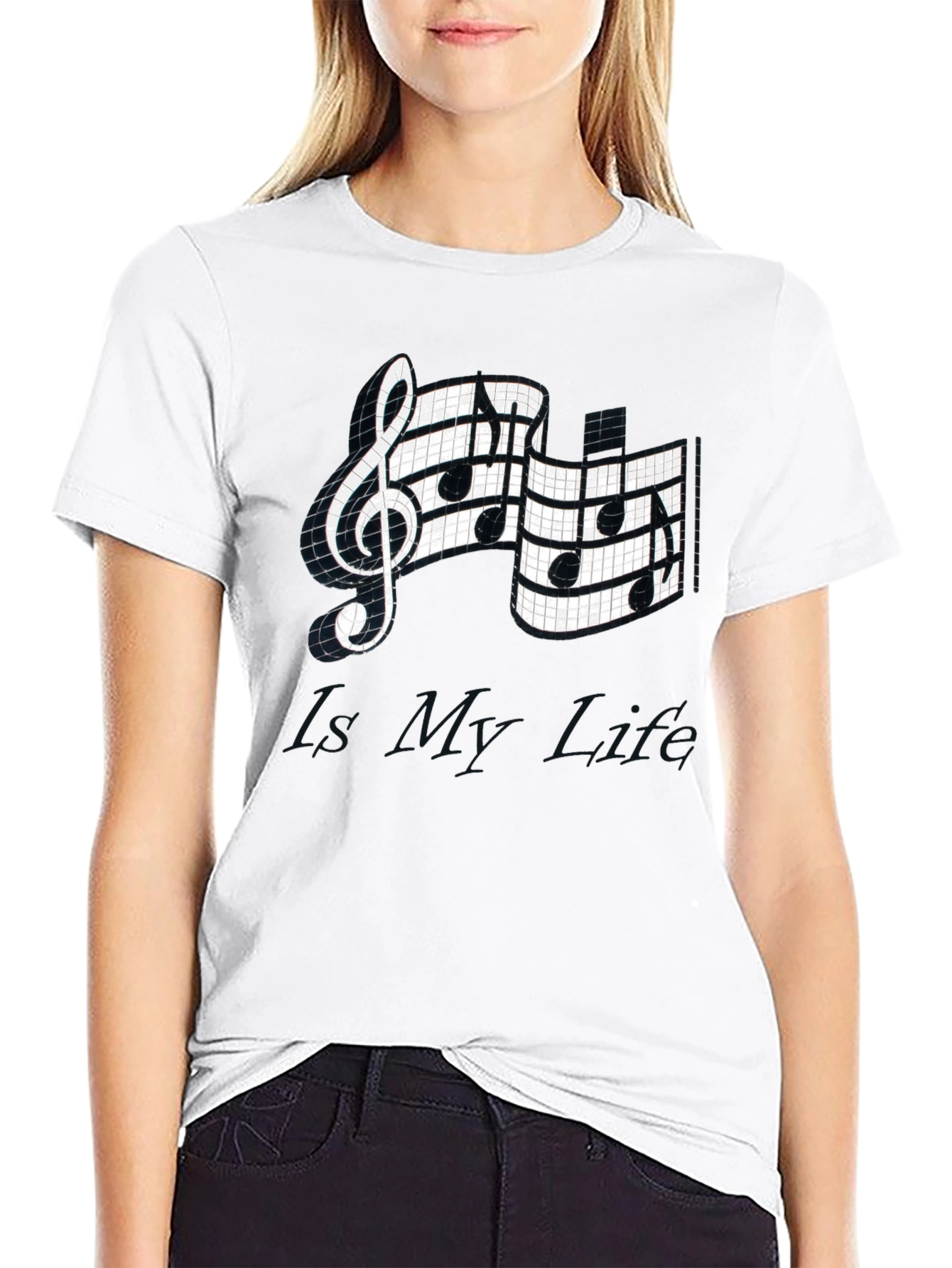 Musical Note Graphic Tee - Stylish Black T-Shirt