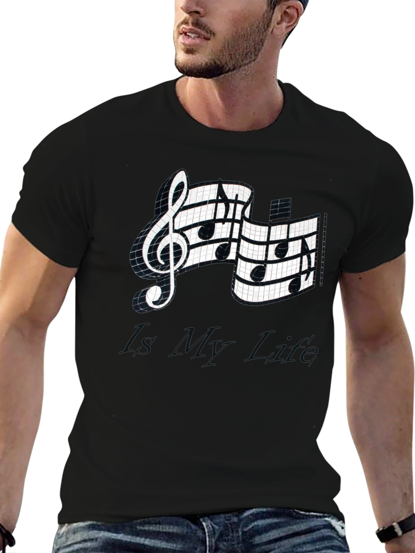 Musical Note Graphic Tee - Stylish Black T-Shirt